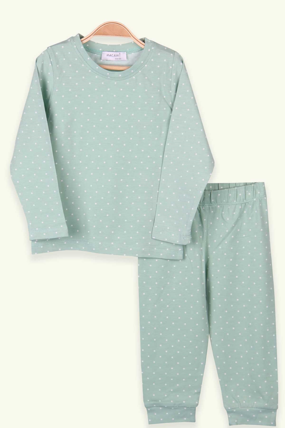 Breeze Erkek Çocuk Pijama Takımı Puantiyeli Fıstık Yeşilii (1.5-5 Yaş)