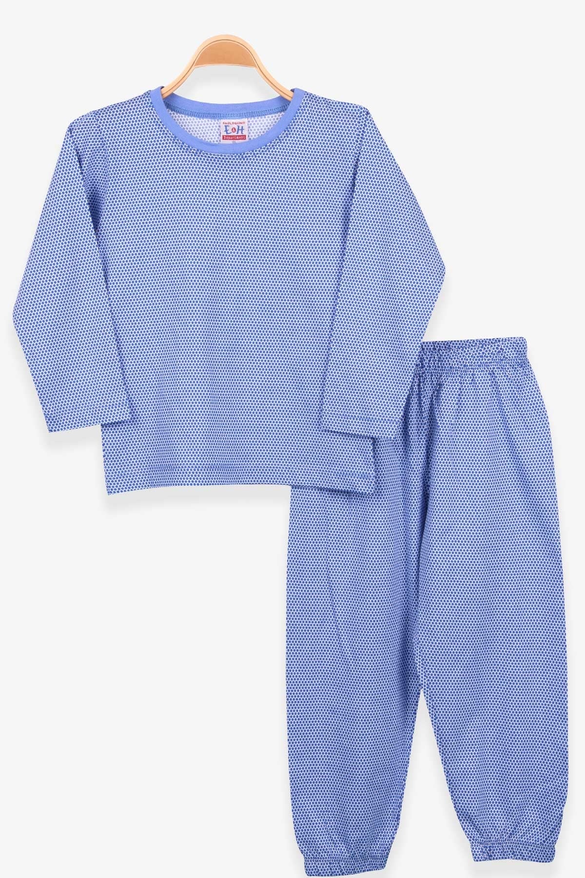Breeze Erkek Çocuk Pijama Takımı Puantiyeli Mavi (4-8 Yaş)