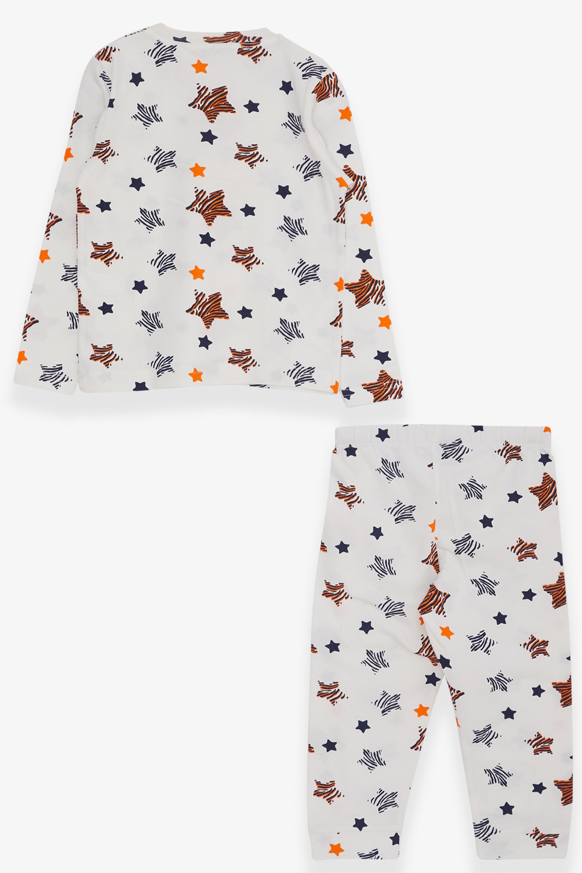 Erkek Çocuk Pijama Takımı Renkli Yıldız Desenli Ekru 3 Yaş - Yumuşak  Kumaşlı Çocuk Pijamaları | Breeze