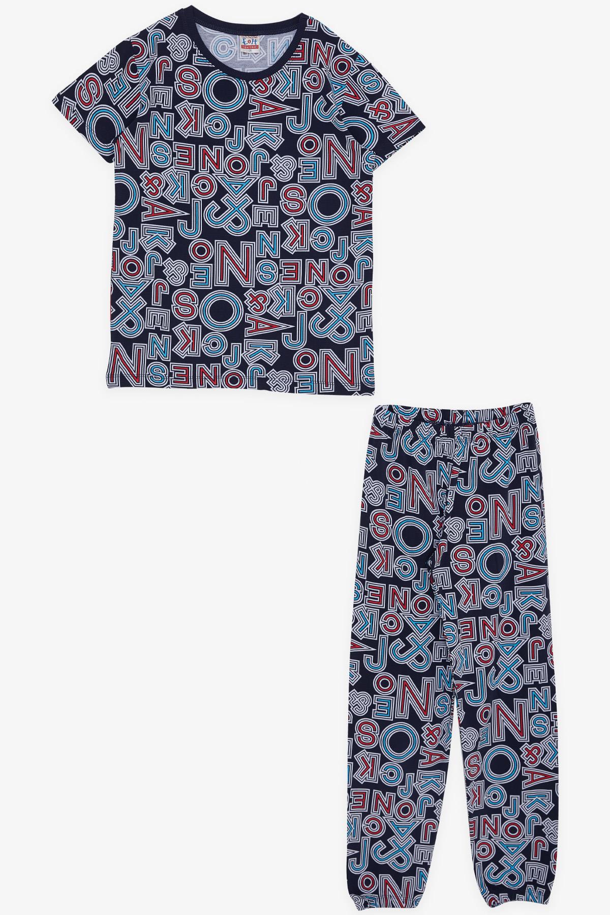 Breeze Erkek Çocuk Pijama Takımı Renkli Yazı Desenli Karışık Renk (4-8 Yaş)