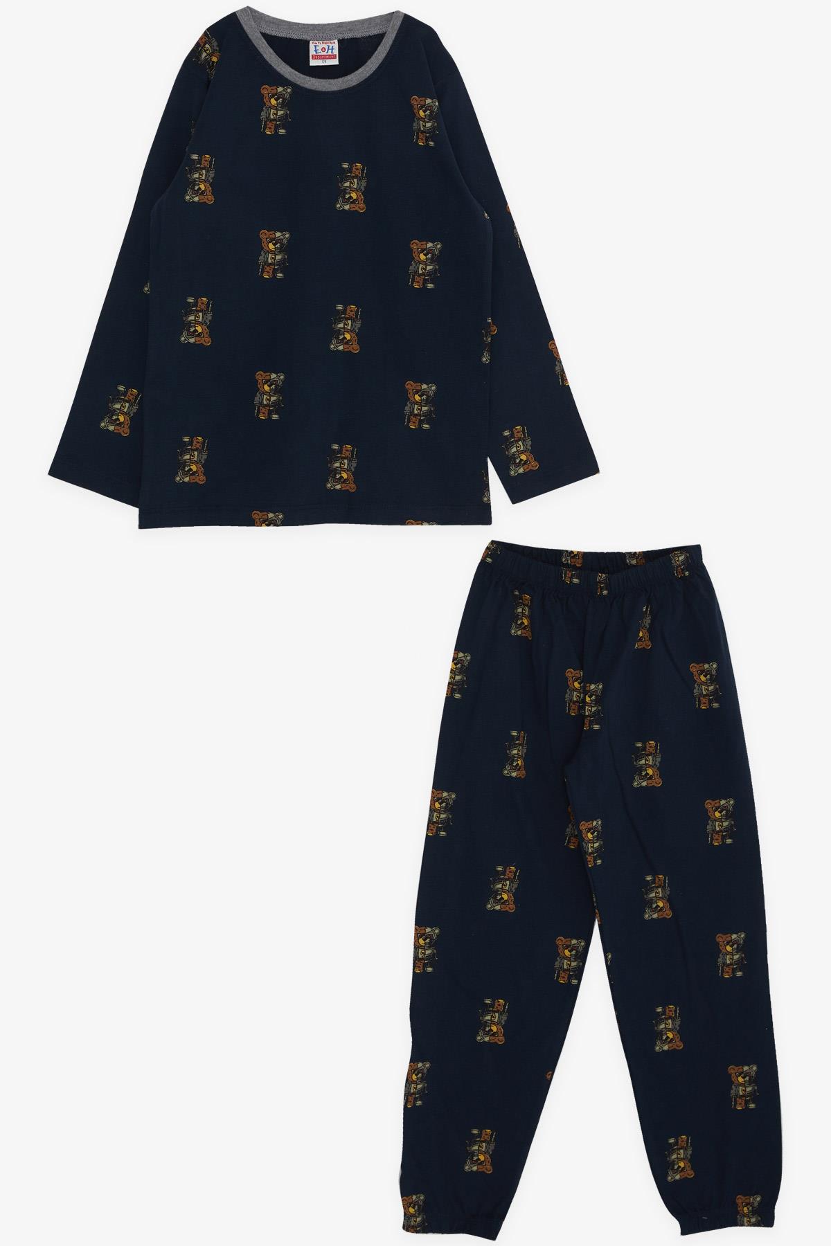 Breeze Erkek Çocuk Pijama Takımı Robotik Ayıcık Desenli Lacivert (4-8 Yaş)