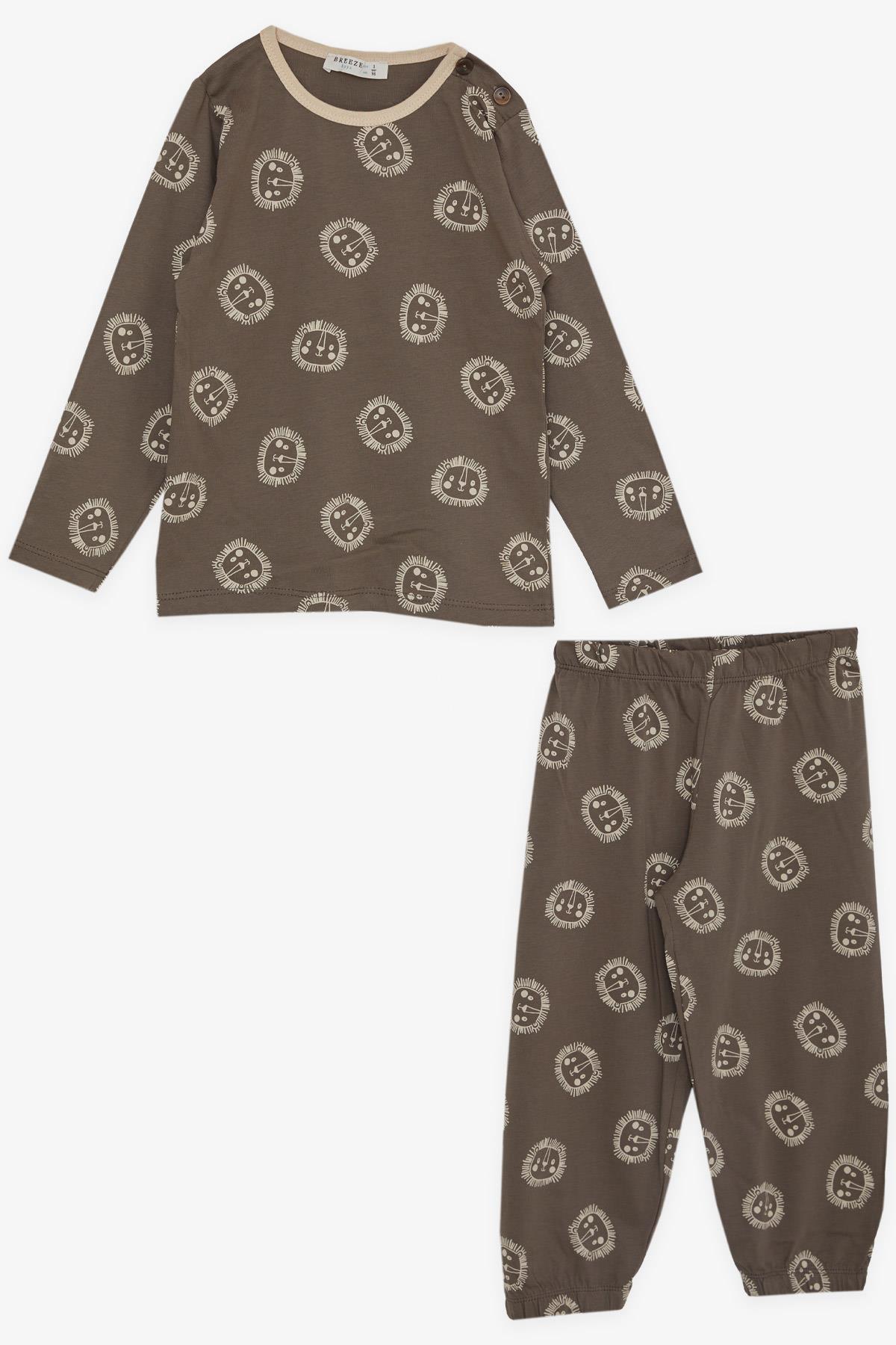 Breeze Erkek Çocuk Pijama Takımı Sevimli Aslancık Desenli Vizon (1-4 Yaş)
