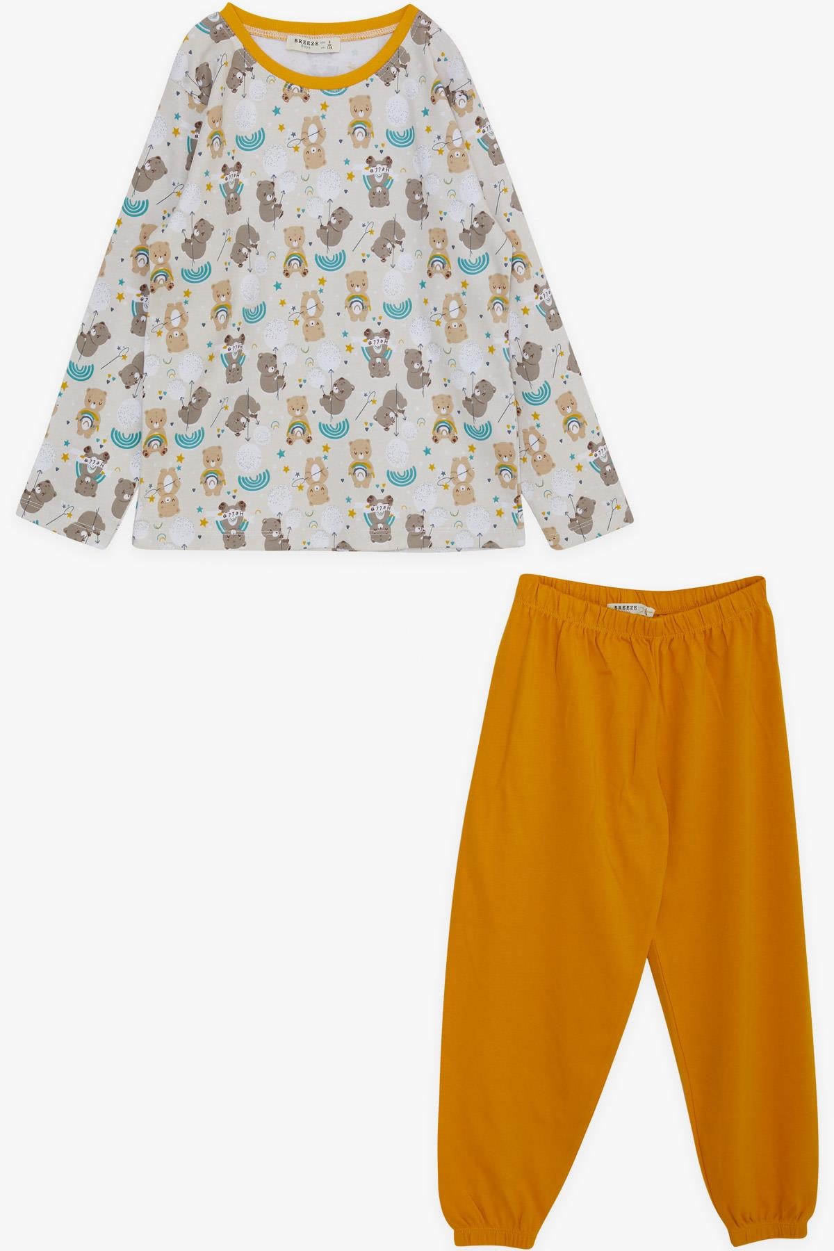 Breeze Erkek Çocuk Pijama Takımı Sirk Temalı Ayıcık Desenli Ekru (4-8 Yaş)