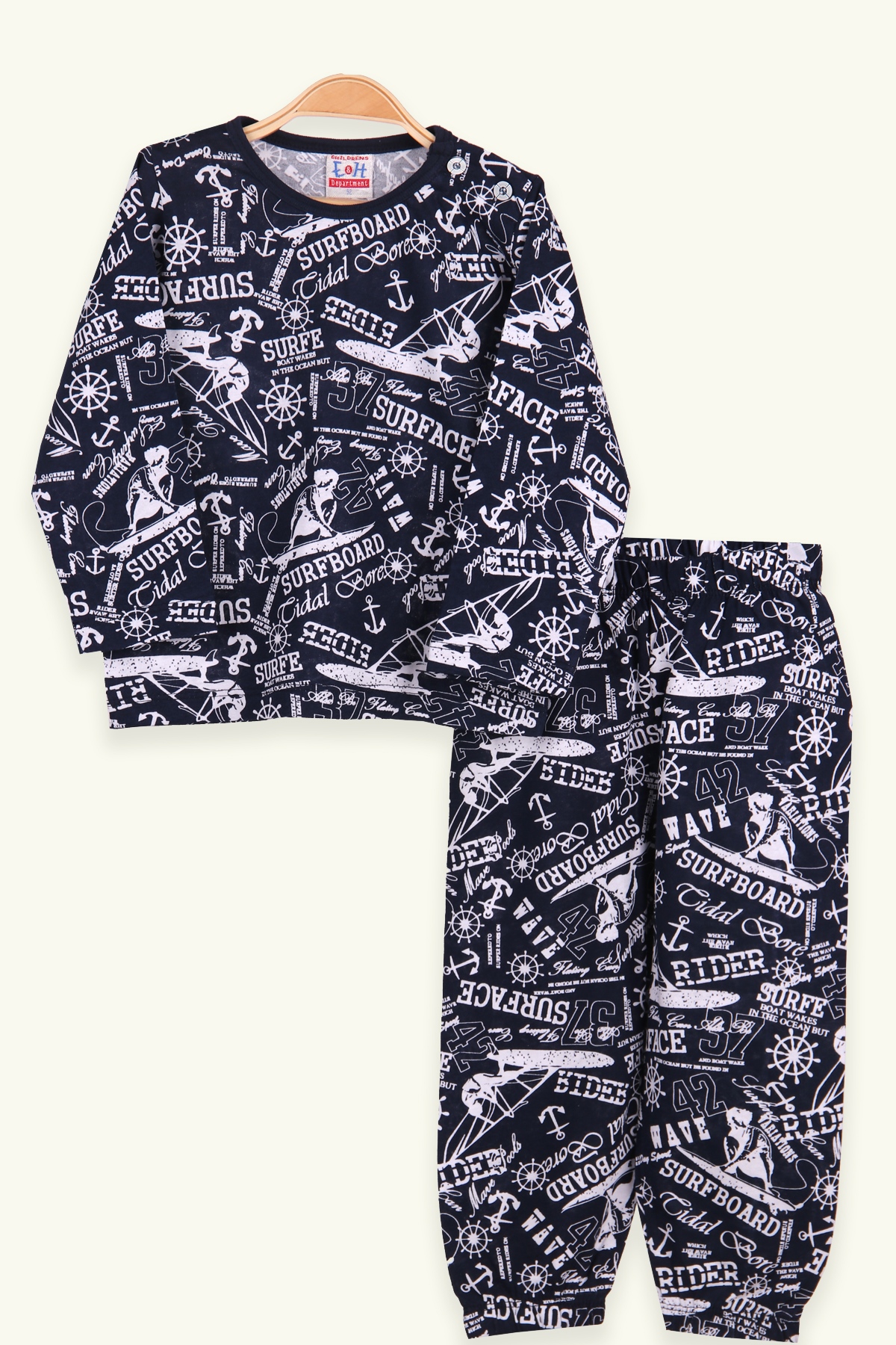 Breeze Erkek Çocuk Pijama Takımı Sörfçü Desenli Lacivert (2-6 Yaş)