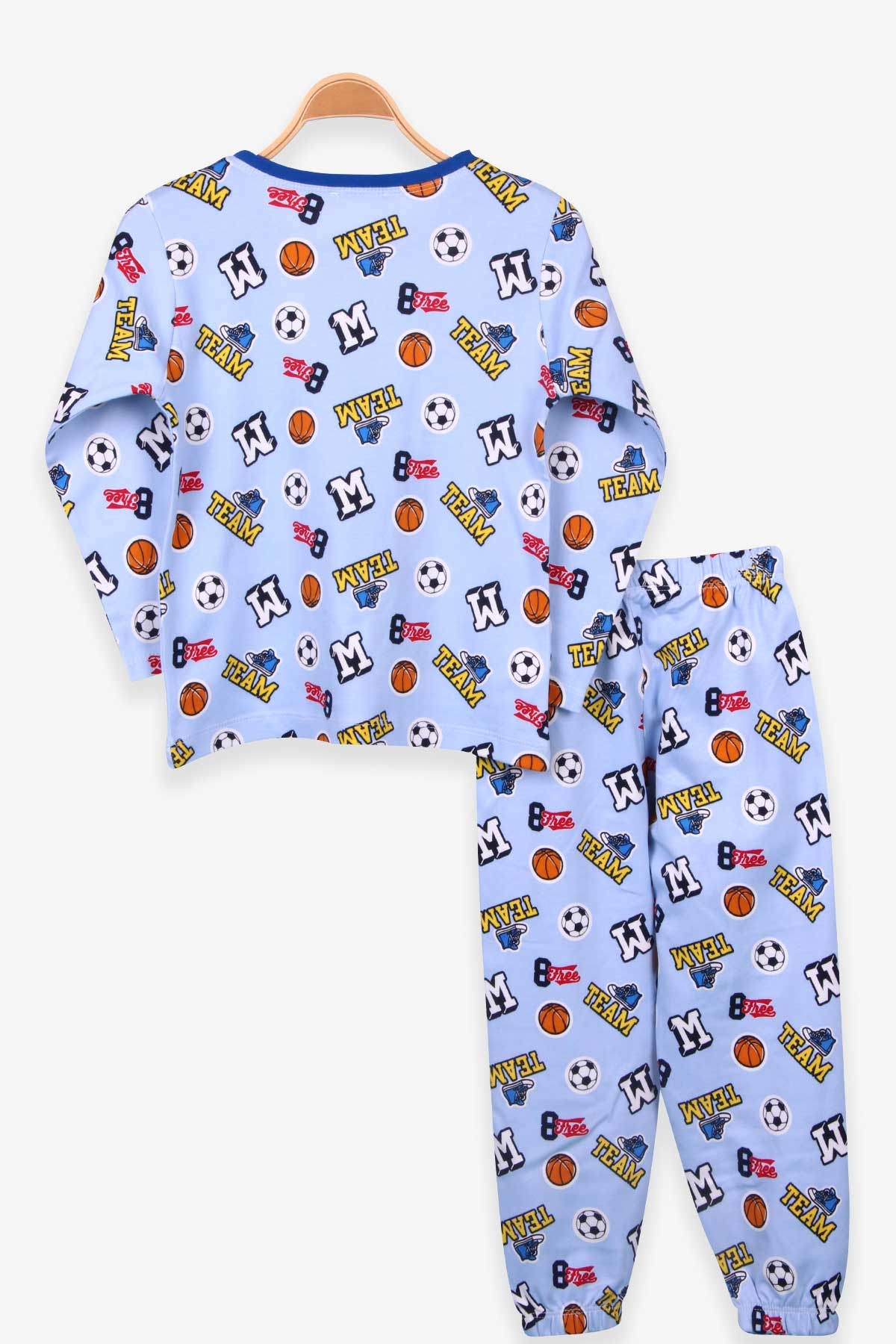 Erkek Çocuk Pijama Takımı Spor Temalı Açık Mavi 5 Yaş - Yumuşak Kumaş |  Breeze