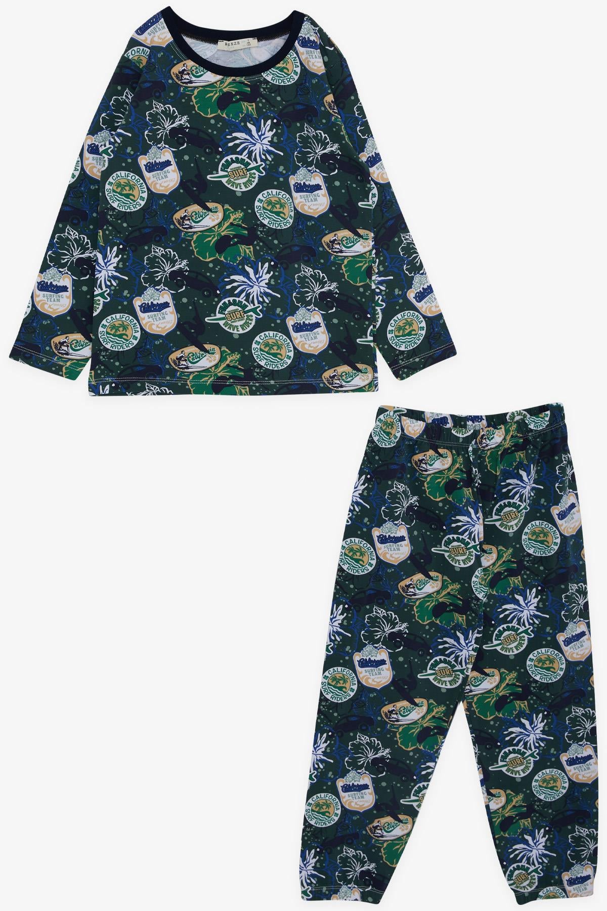 Breeze Erkek Çocuk Pijama Takımı Tatil Temalı Yeşil (4-7 Yaş)