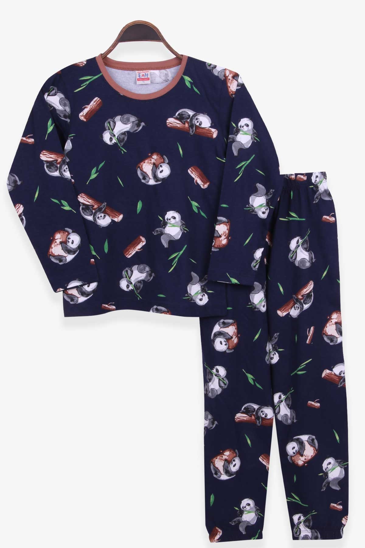 Breeze Erkek Çocuk Pijama Takımı Uykucu Pandacık Desenli Lacivert (9-12 Yaş)