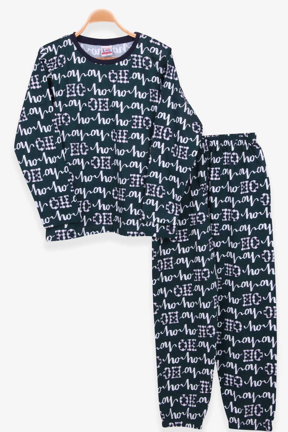 Breeze Erkek Çocuk Pijama Takımı Yazı Baskılı Koyu Yeşil (9-12 Yaş)