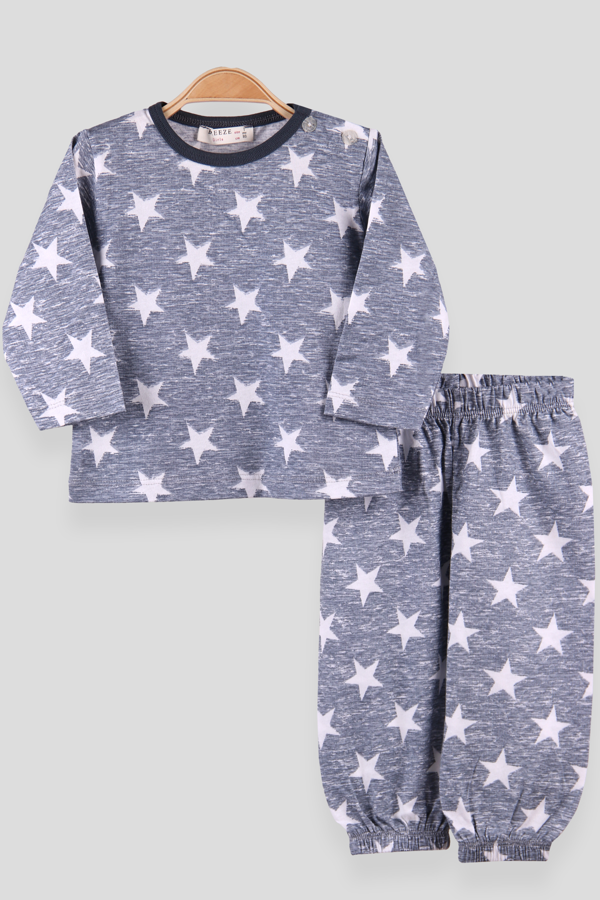 Erkek Çocuk Pijama Takımı Yıldızlı Mavi 1 Yaş - Yumuşak Kumaş | Breeze