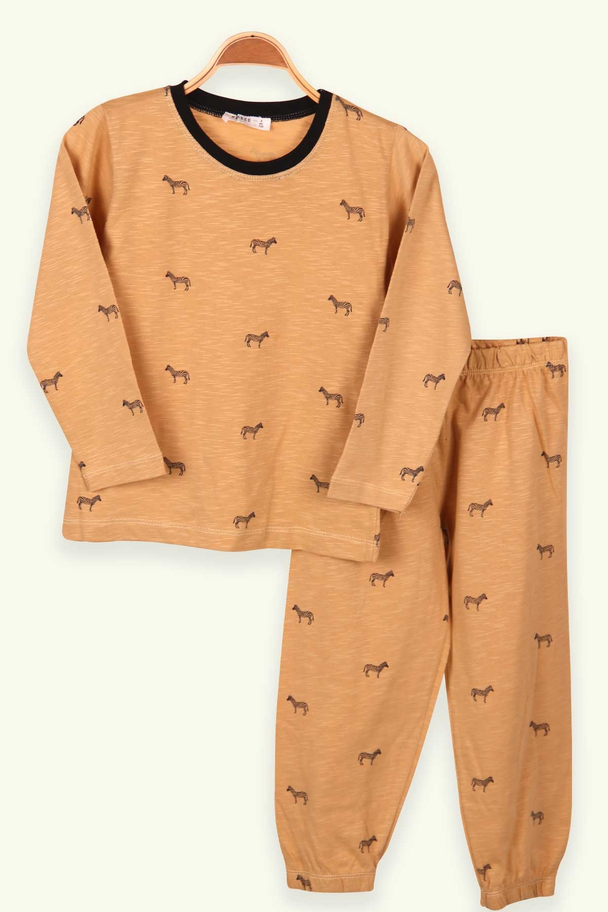 Breeze Erkek Çocuk Pijama Takımı Zebralı Hardal Sarı (4-8 Yaş)