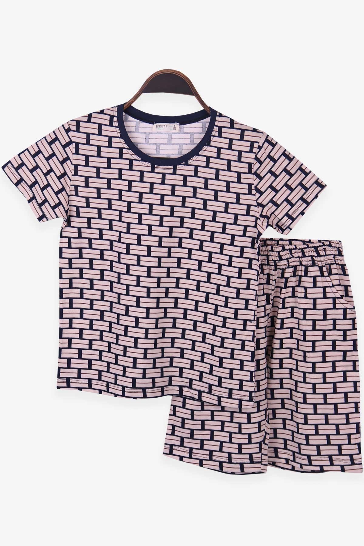 Breeze Erkek Çocuk Şortlu Pijama Takımı Desenli Bej (6-12 Yaş)