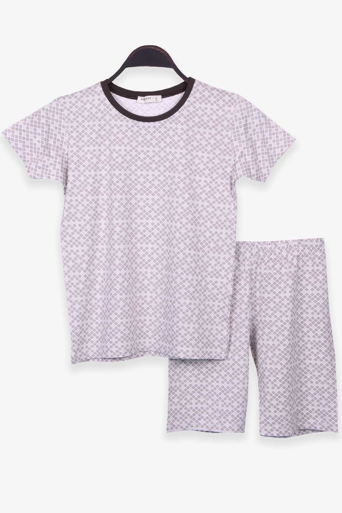 Breeze Erkek Çocuk Şortlu Pijama Takımı Desenli Bej (9-12 Yaş)
