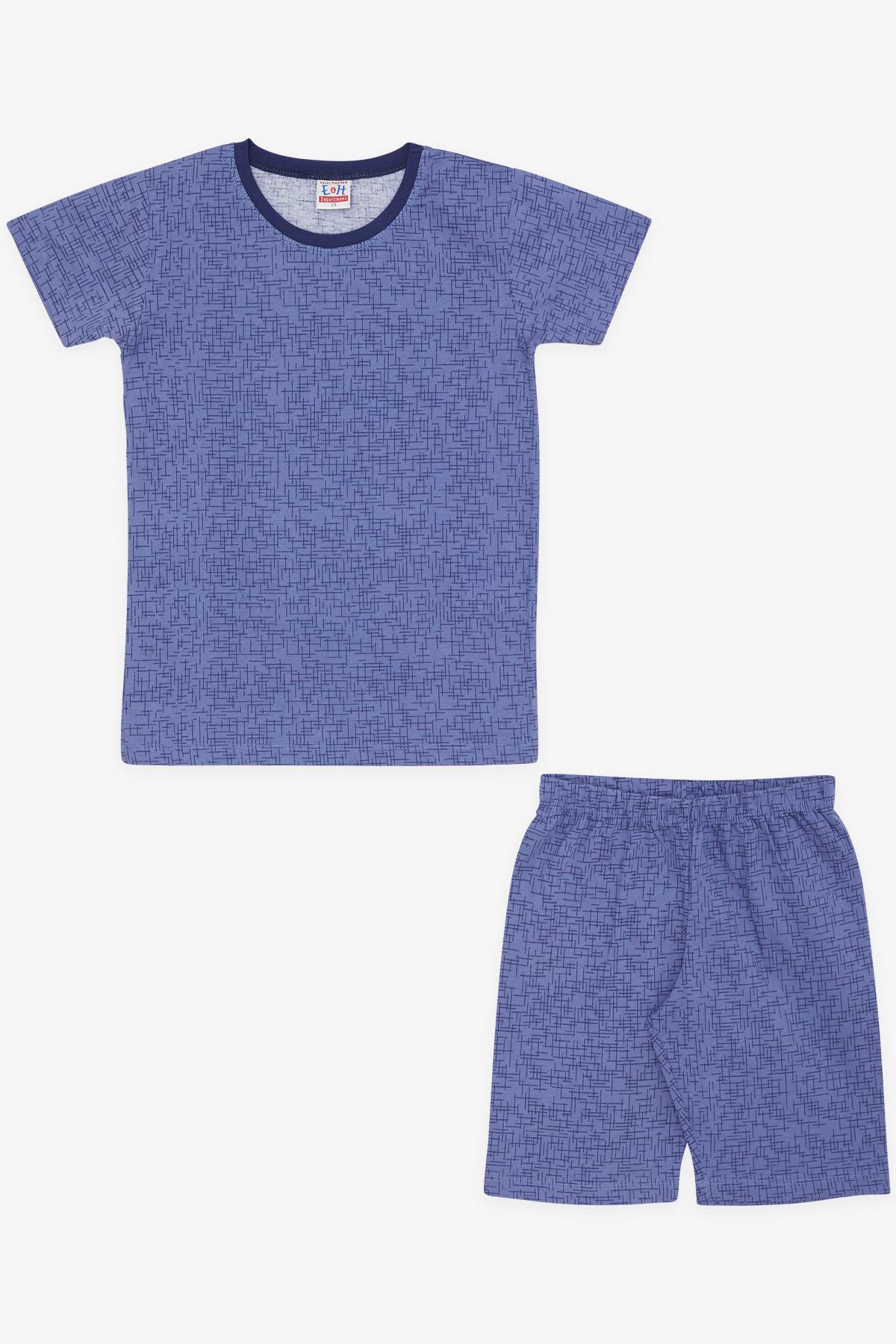 Breeze Erkek Çocuk Şortlu Pijama Takımı Desenli Koyu Mavi (4-8 Yaş)