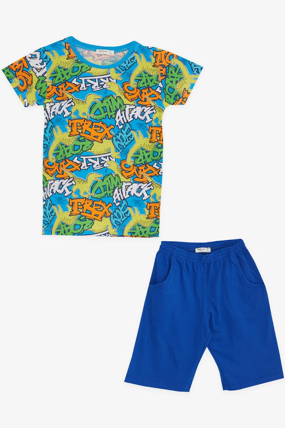 Breeze Erkek Çocuk Şortlu Pijama Takımı Dinozor Desenli Karışık Renk (4-8 Yaş)