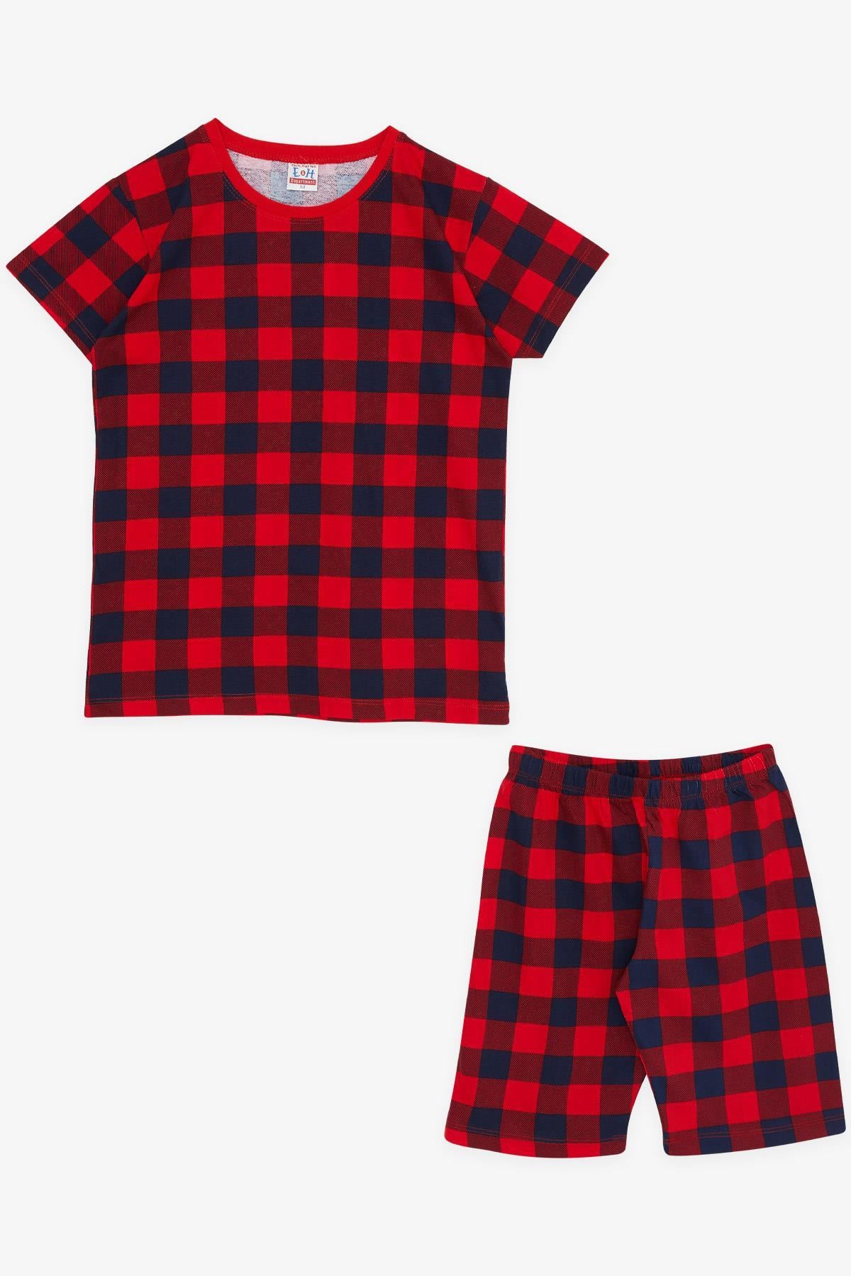 Breeze Erkek Çocuk Şortlu Pijama Takımı Yazı Desenli Kırmızı (10-14 Yaş)