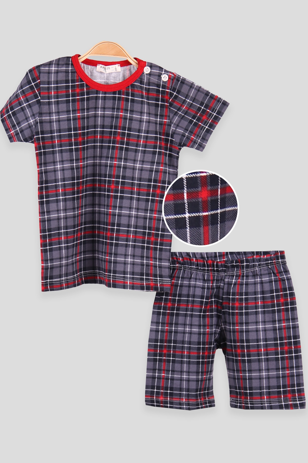 Breeze Erkek Çocuk Şortlu Pijama Takımı Desenli Kırmızı (2-6 Yaş)