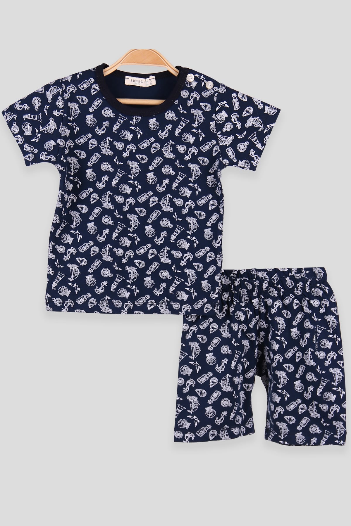 Breeze Erkek Çocuk Şortlu Pijama Takımı Desenli Lacivert (1-4 Yaş)