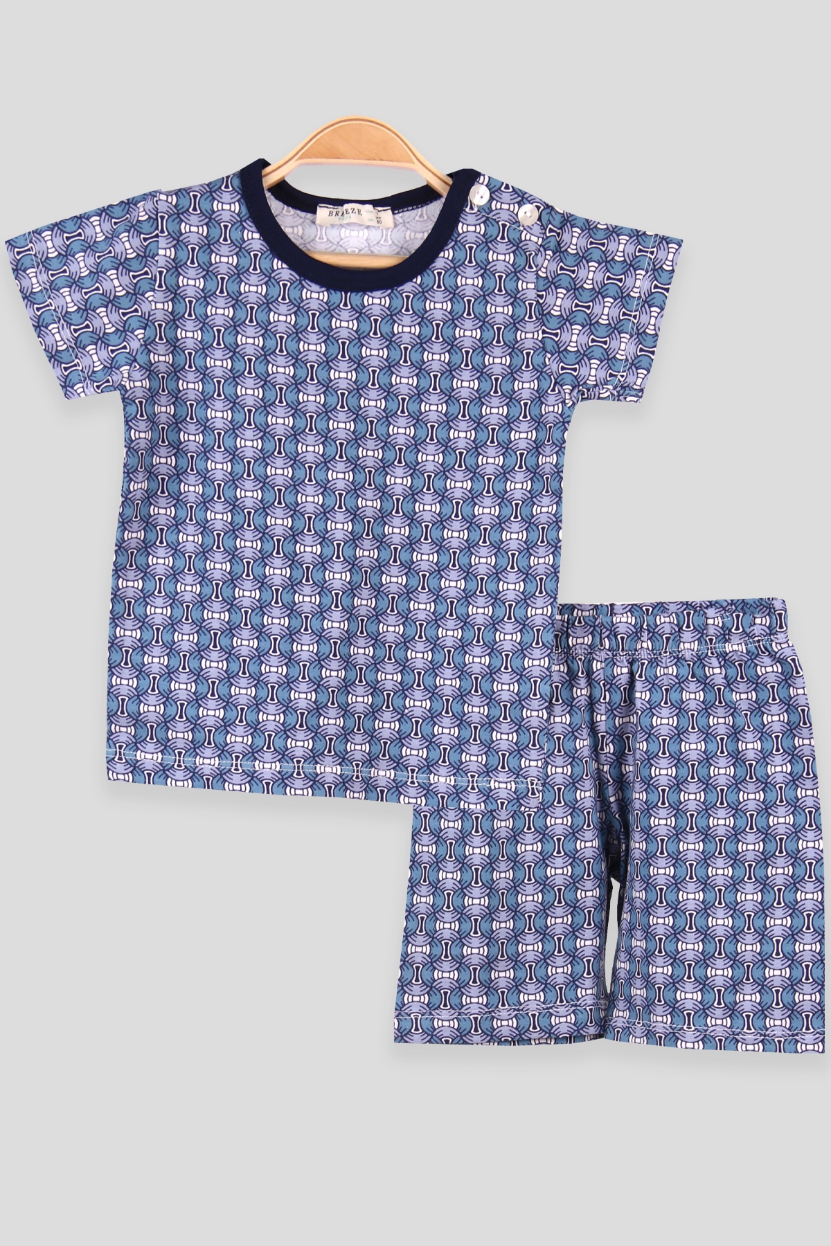 Breeze Erkek Çocuk Şortlu Pijama Takımı Desenli Mavi (1-4 Yaş)