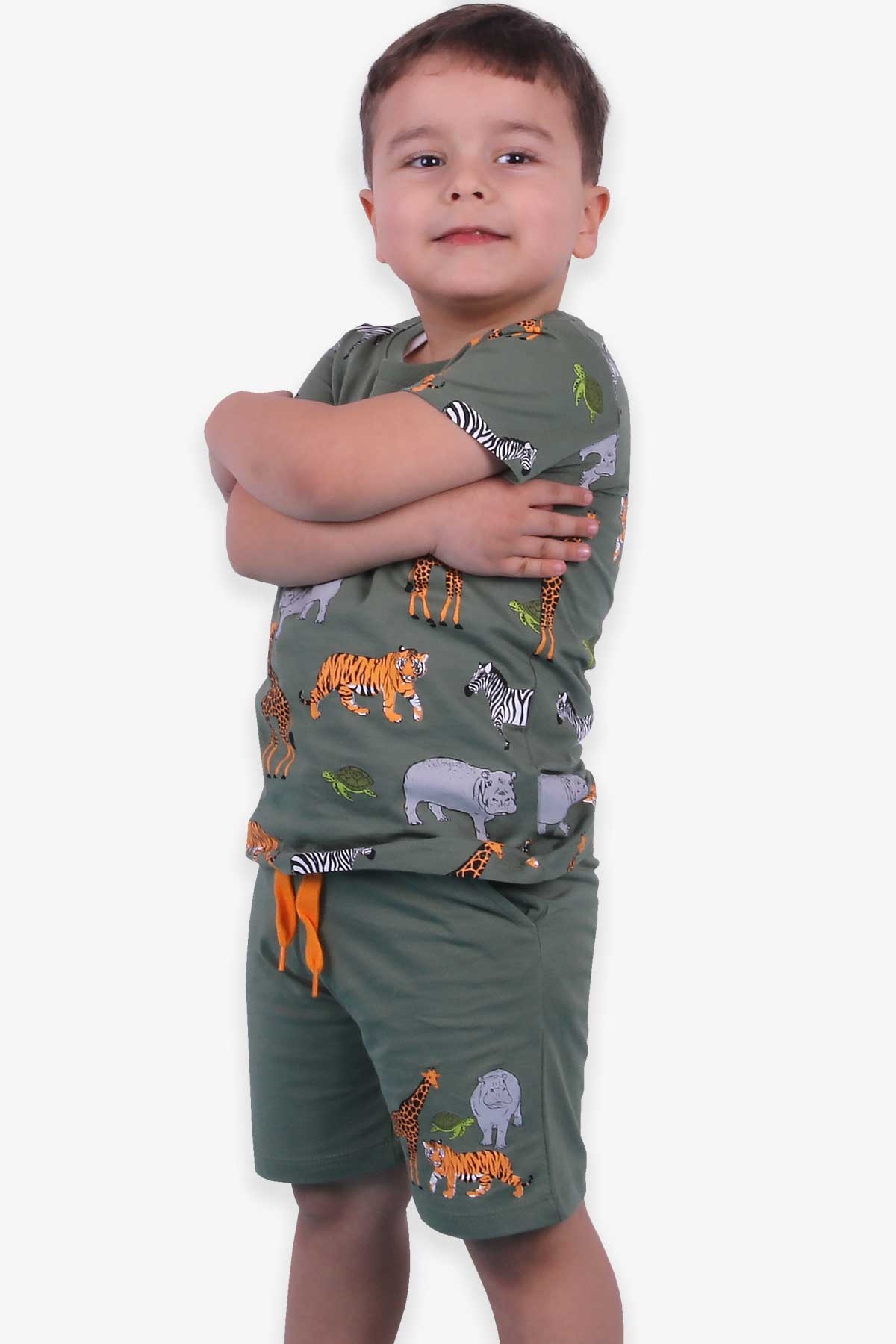 Breeze Erkek Çocuk Şortlu Takım Baskılı Haki Yeşil (5 Yaş)