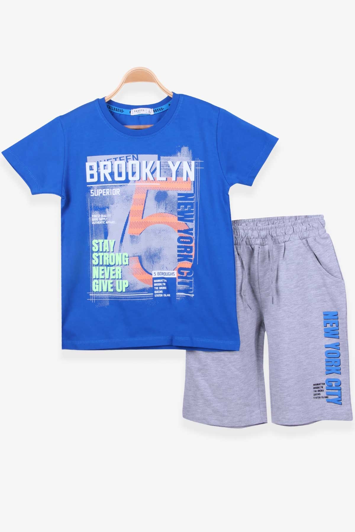 Breeze Erkek Çocuk Şortlu Takım Baskılı Saks Mavisi (8-14 Yaş)
