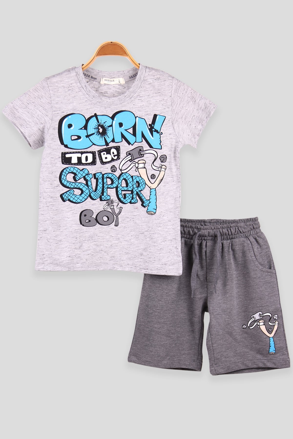 Breeze Erkek Çocuk Şortlu Takım Desenli Mavi (3-8 Yaş)