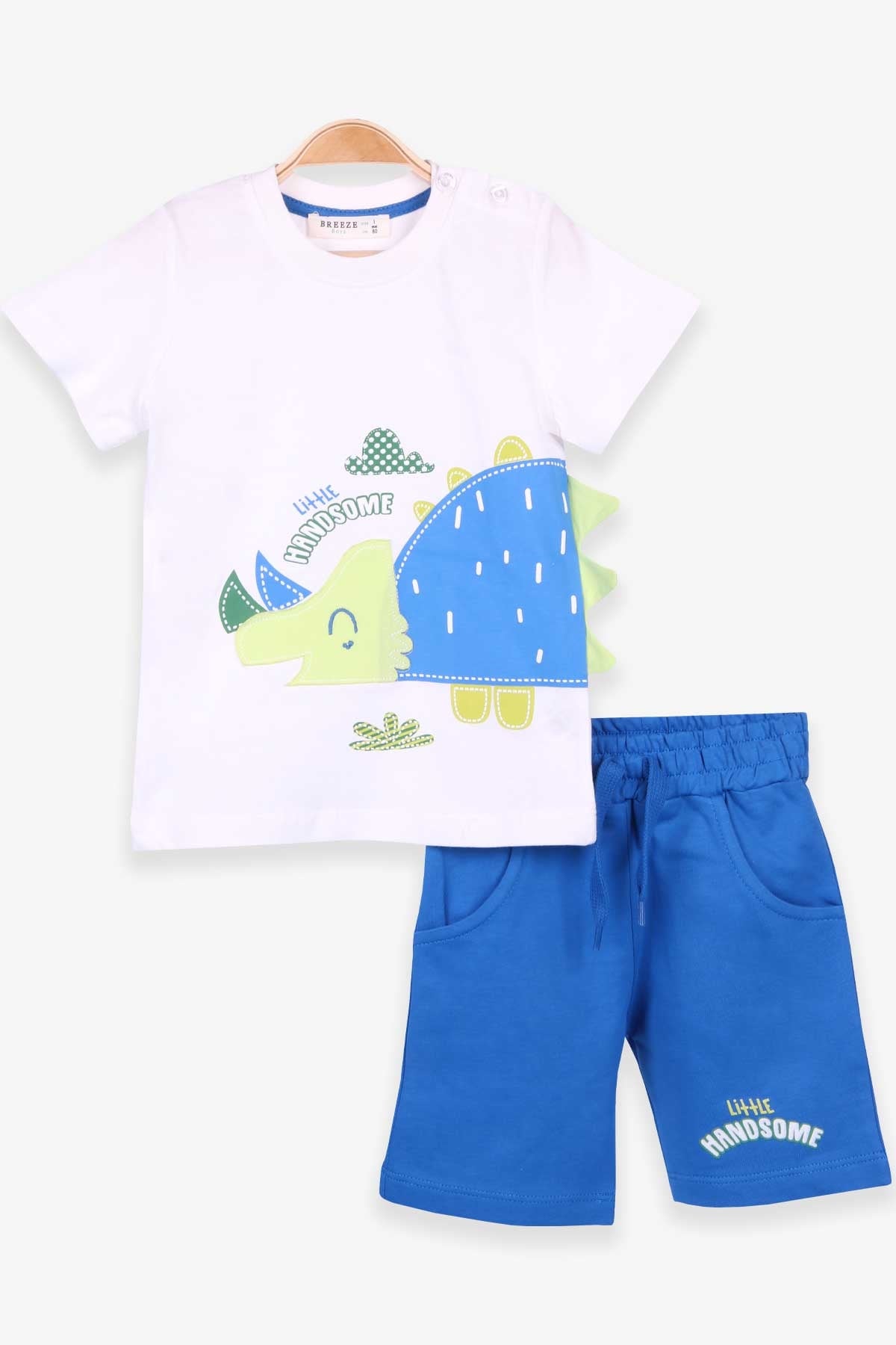 Breeze Erkek Çocuk Şortlu Takım Dinozor Desenli Beyaz (1-4 Yaş)