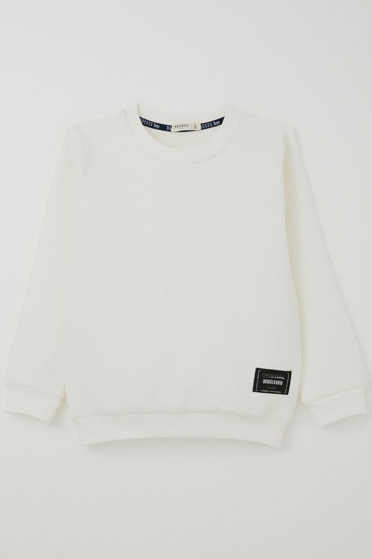 Breeze Erkek Çocuk Sweatshirt Arma Detaylı Ekru (8-14 Yaş)