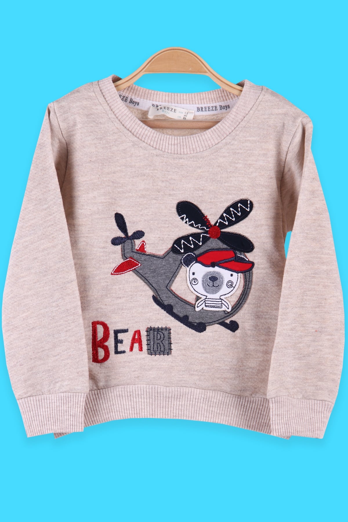 Breeze Erkek Çocuk Sweatshirt Ayıcıklı Bej (1.5-5 Yaş)