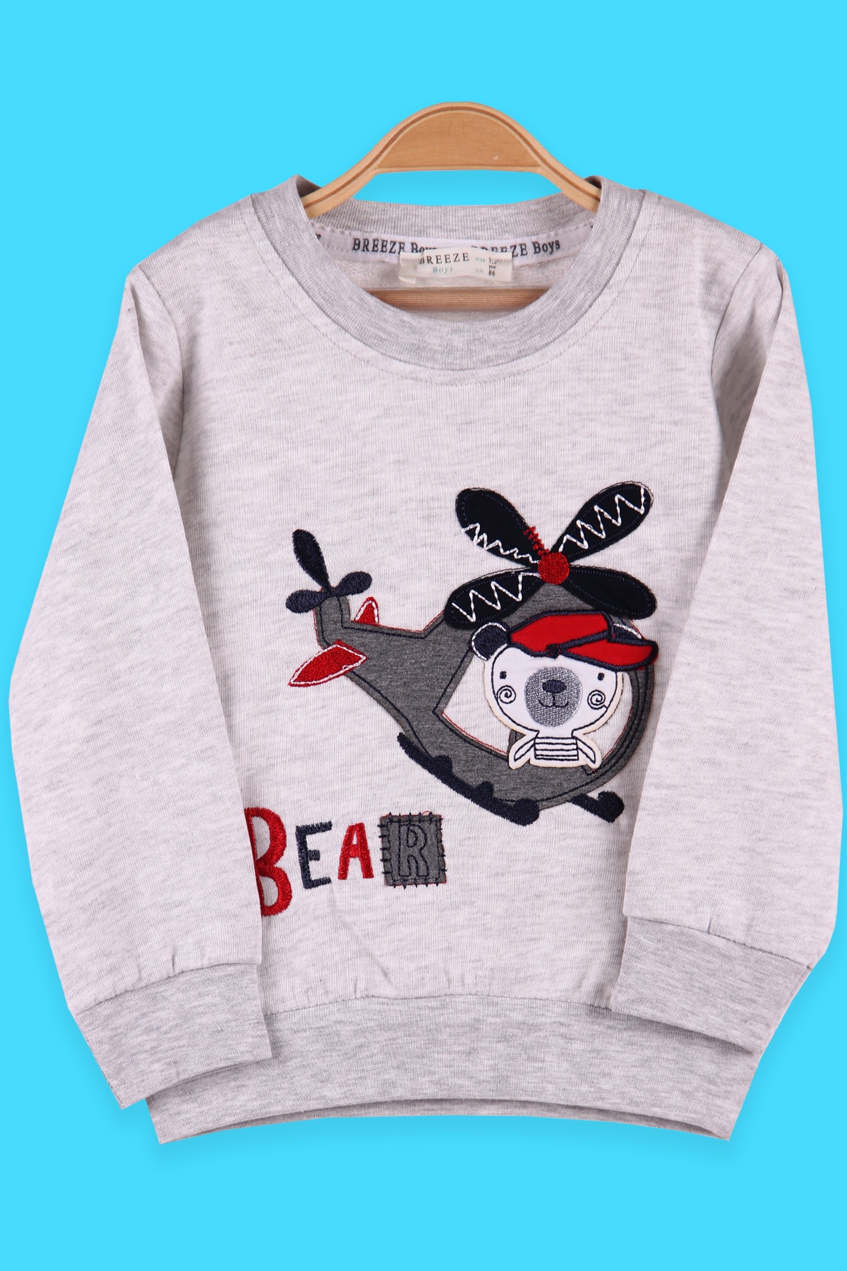 Breeze Erkek Çocuk Sweatshirt Ayıcıklı Gri (1.5-5 Yaş)