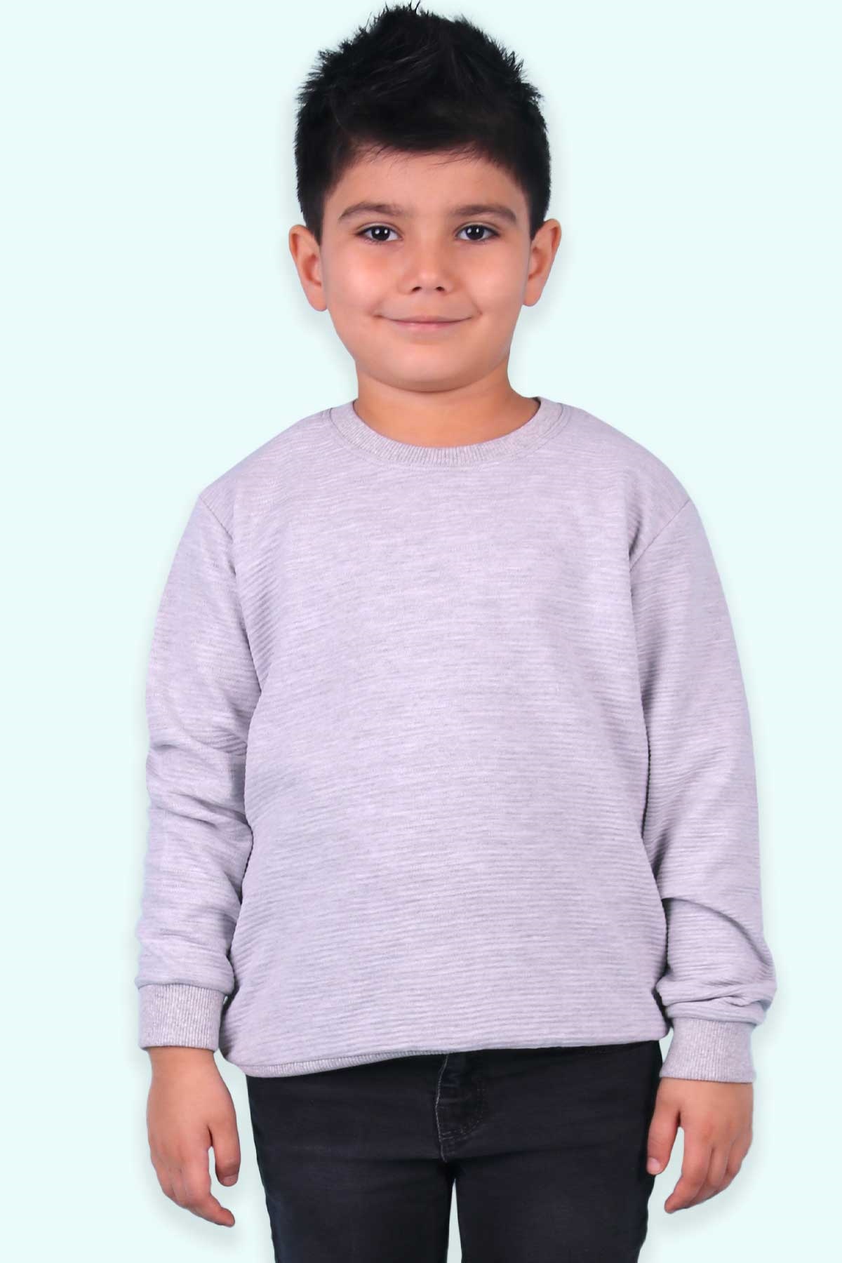 Breeze Erkek Çocuk Sweatshirt Basic Açık Gri (5-9 Yaş)