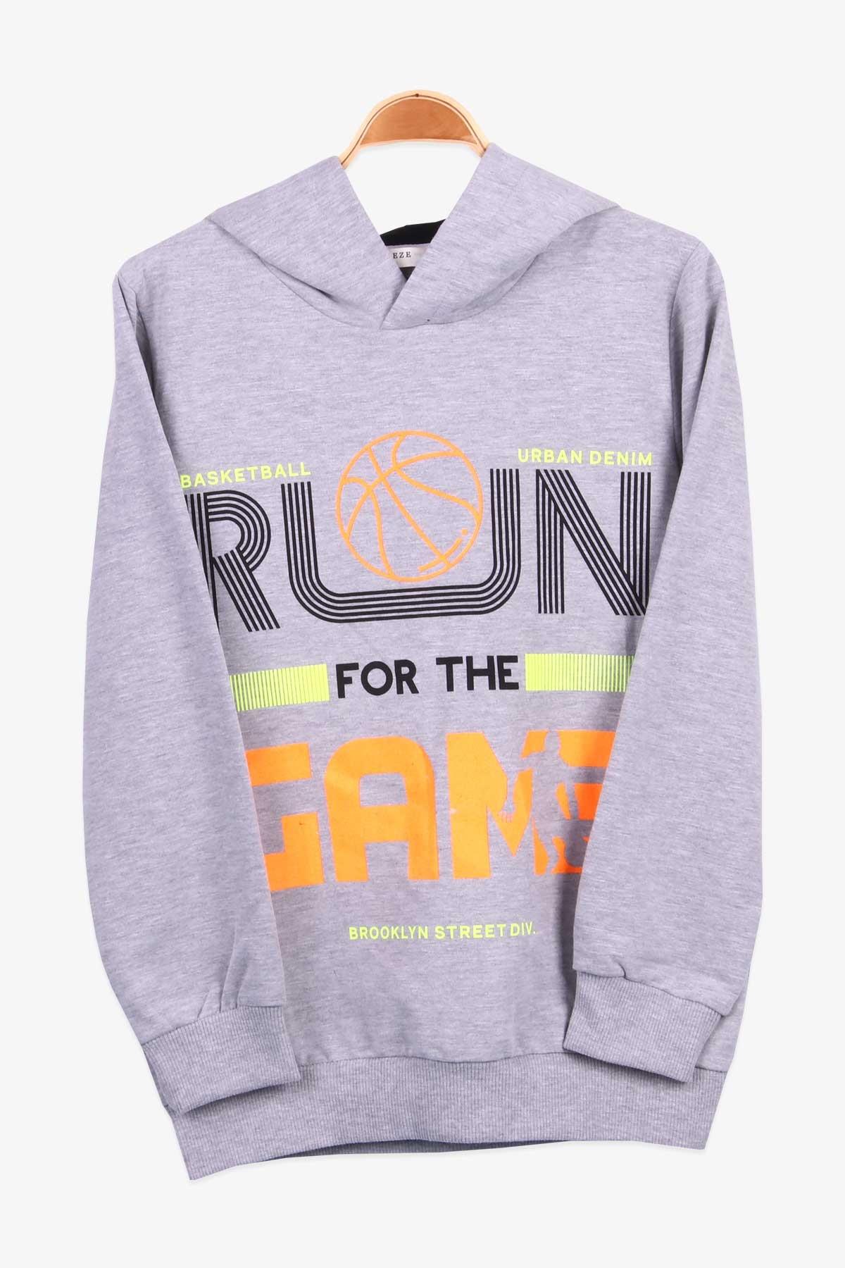 Breeze Erkek Çocuk Sweatshirt Basketbol Temalı Gri (8-14 Yaş)