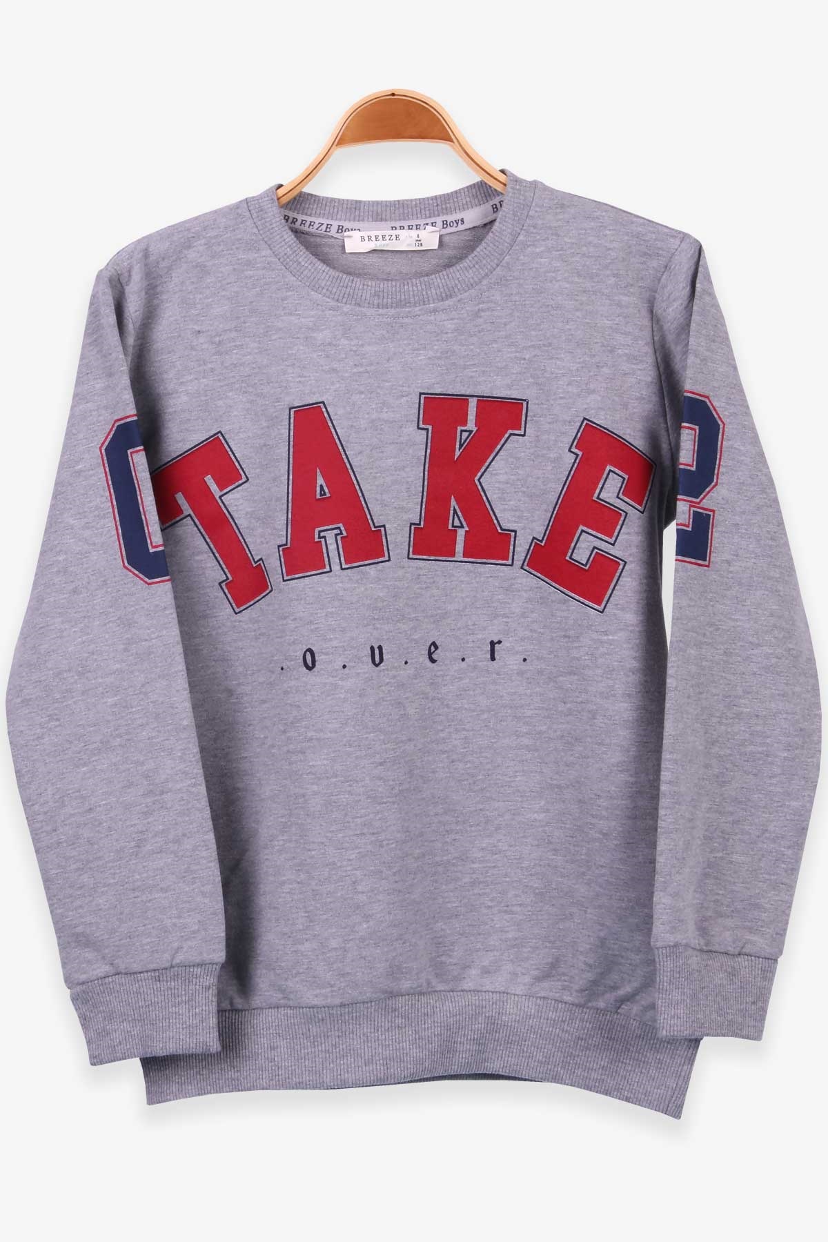 Breeze Erkek Çocuk Sweatshirt Baskılı Gri Melanj (8-14 Yaş)