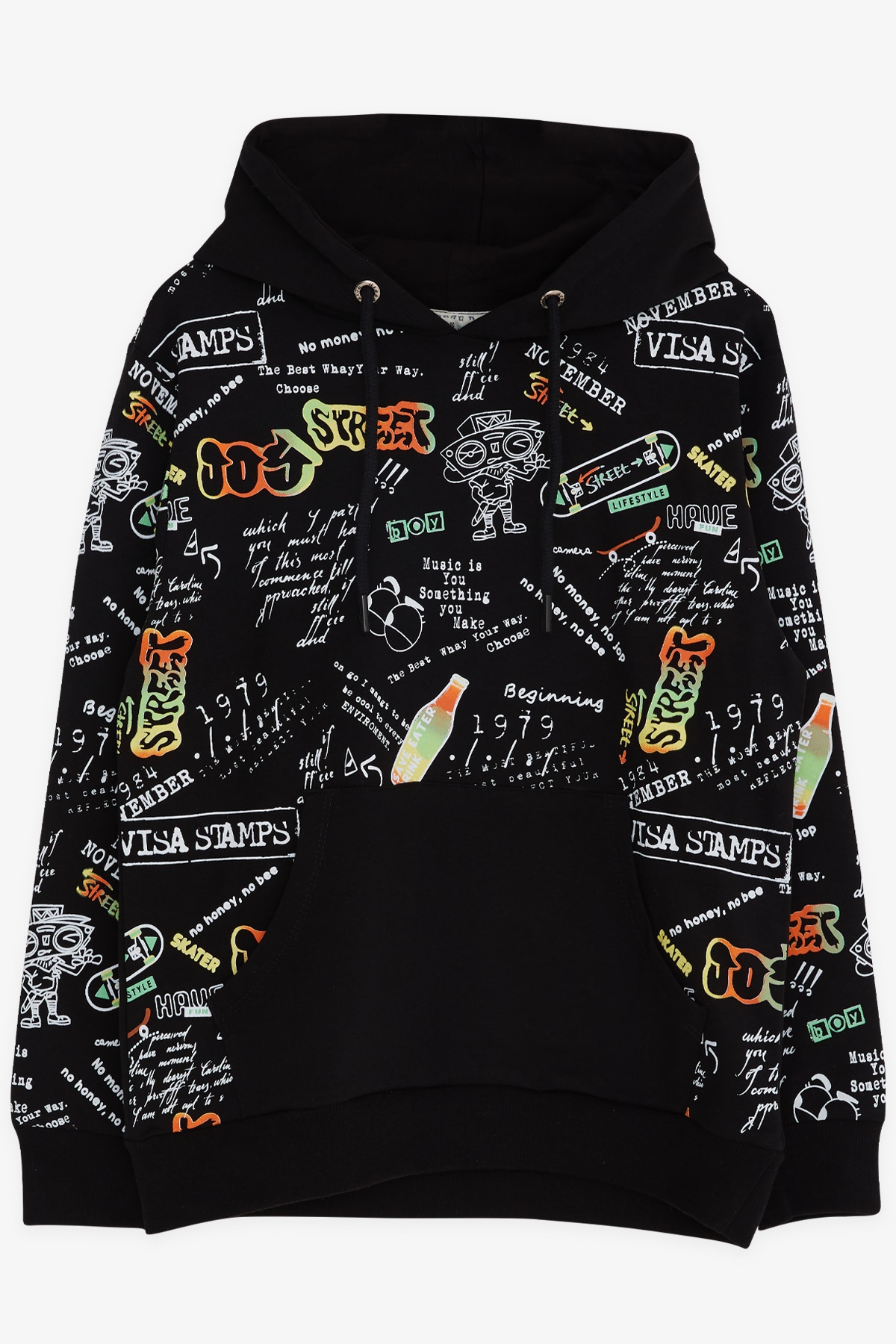 Breeze Erkek Çocuk Sweatshirt Baskılı Desenli Siyah (9-11 Yaş)