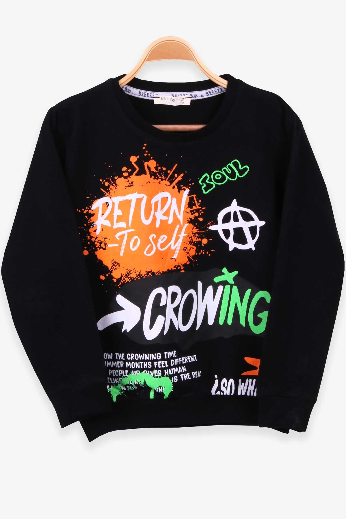 Breeze Erkek Çocuk Sweatshirt Baskılı Siyah (8-14 Yaş)