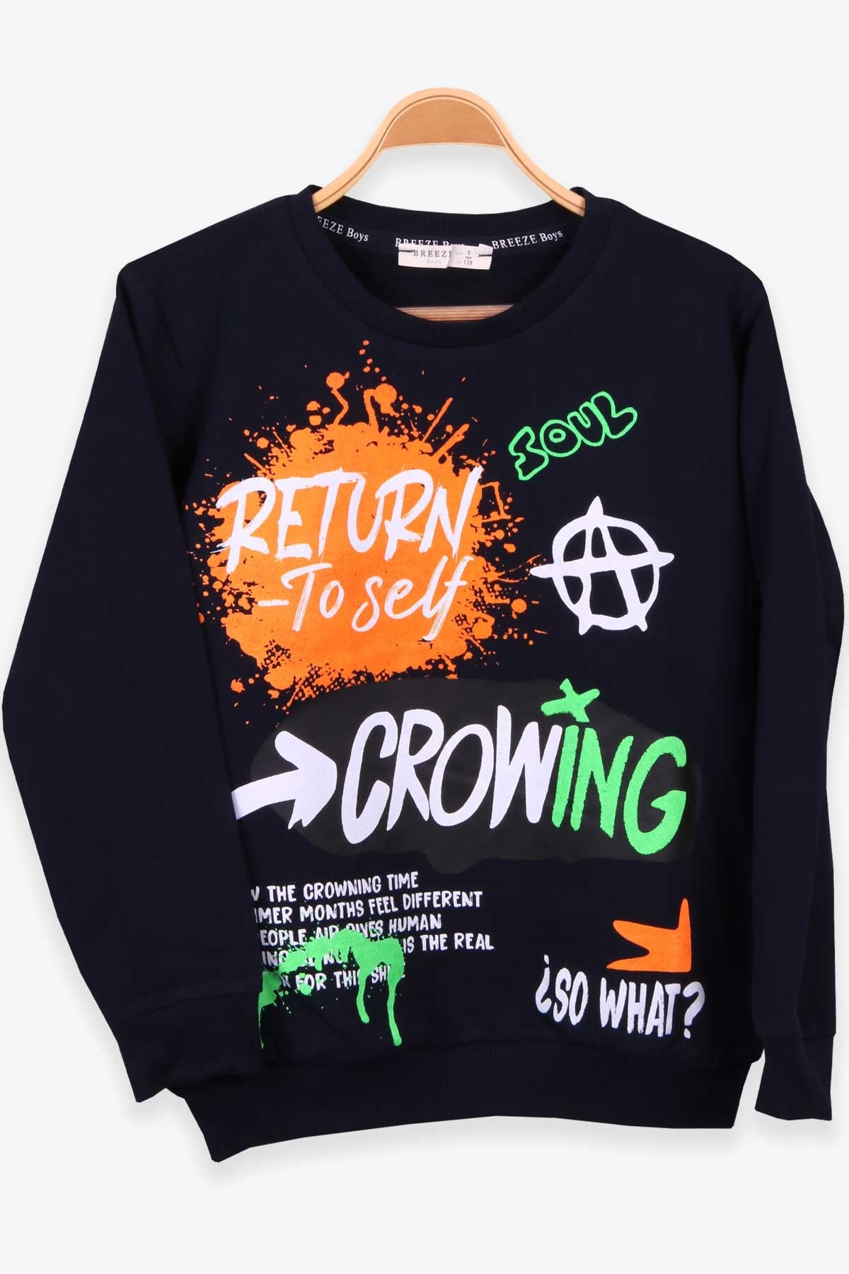 Breeze Erkek Çocuk Sweatshirt Baskılı Lacivert (8-14 Yaş)