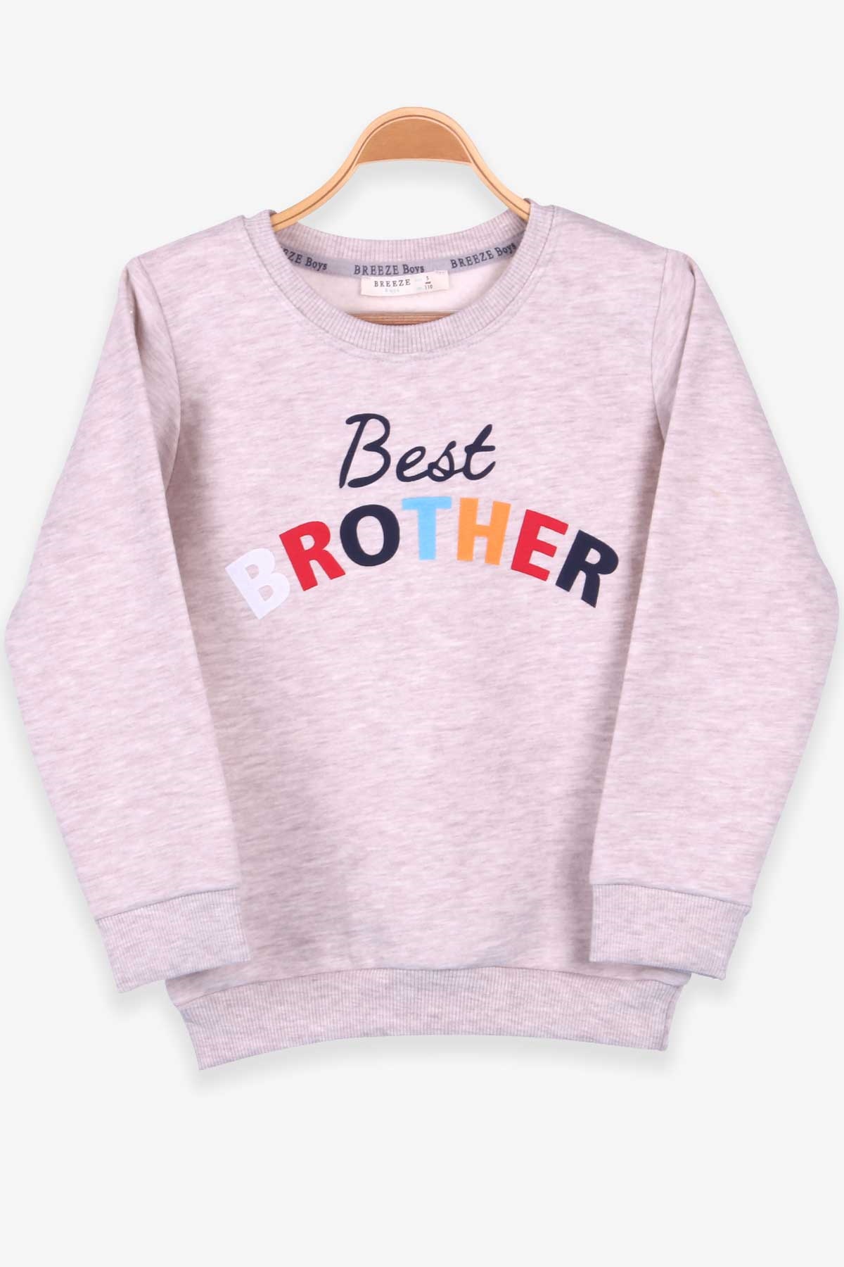 Breeze Erkek Çocuk Sweatshirt Baskılı Bej Melanj (5-10 Yaş)