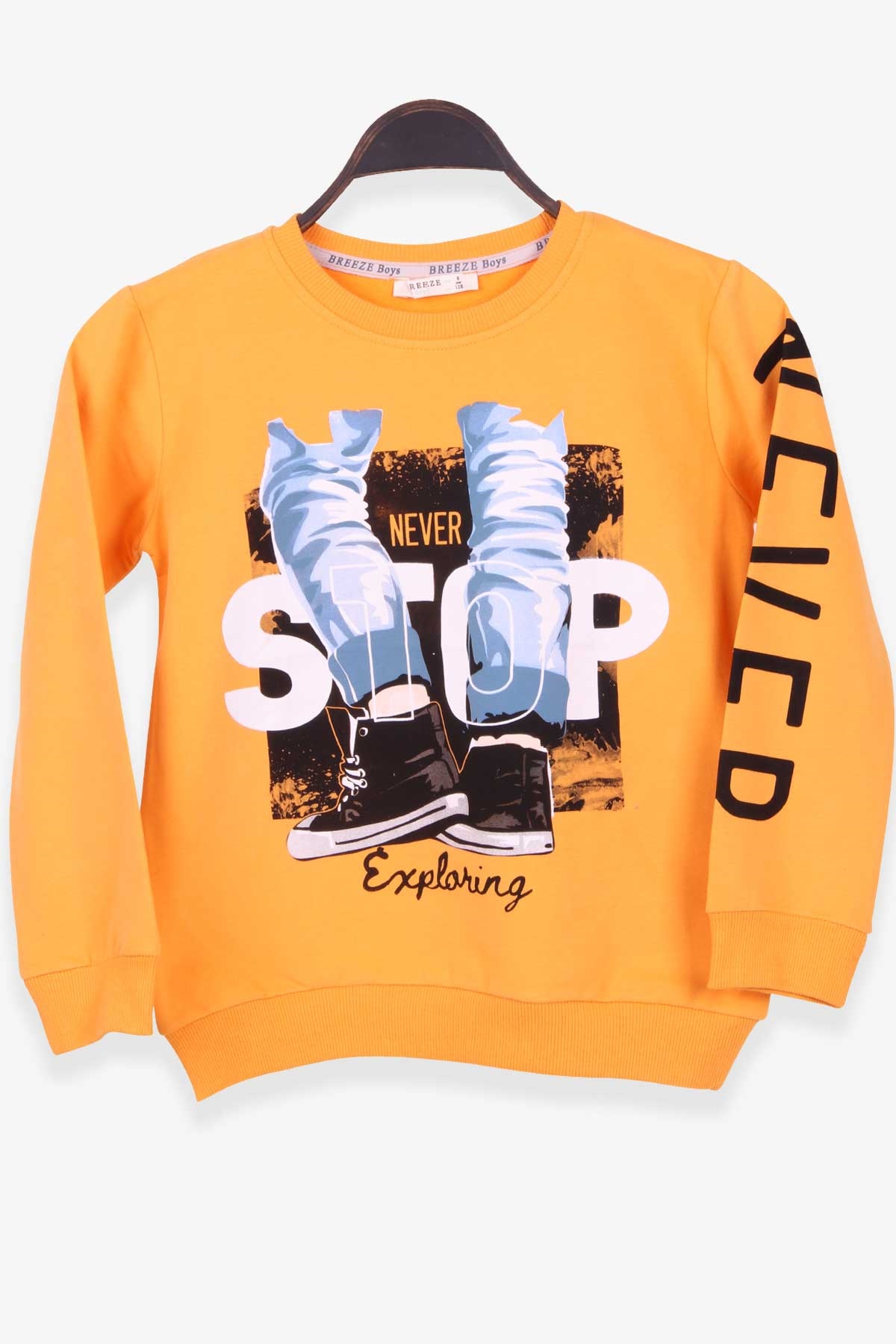 Breeze Erkek Çocuk Sweatshirt Baskılı Hardal Sarı (8-14 Yaş)