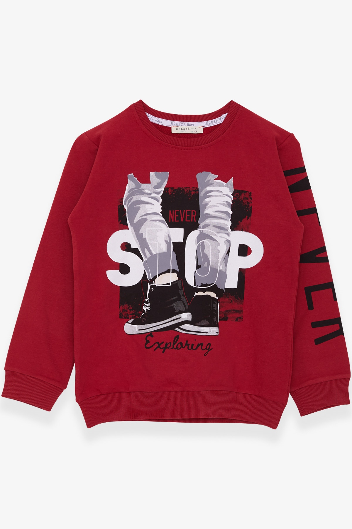Breeze Erkek Çocuk Sweatshirt Baskılı Bordo (8-14 Yaş)
