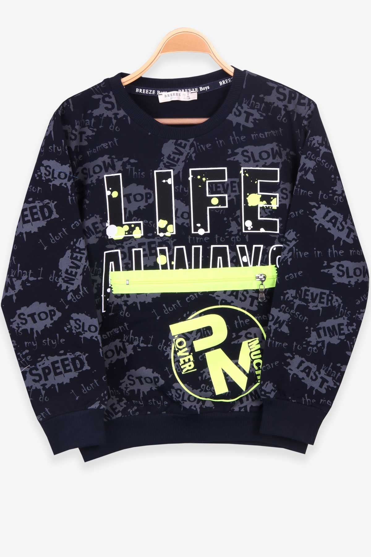 Breeze Erkek Çocuk Sweatshirt Baskılı Lacivert (8-14 Yaş)
