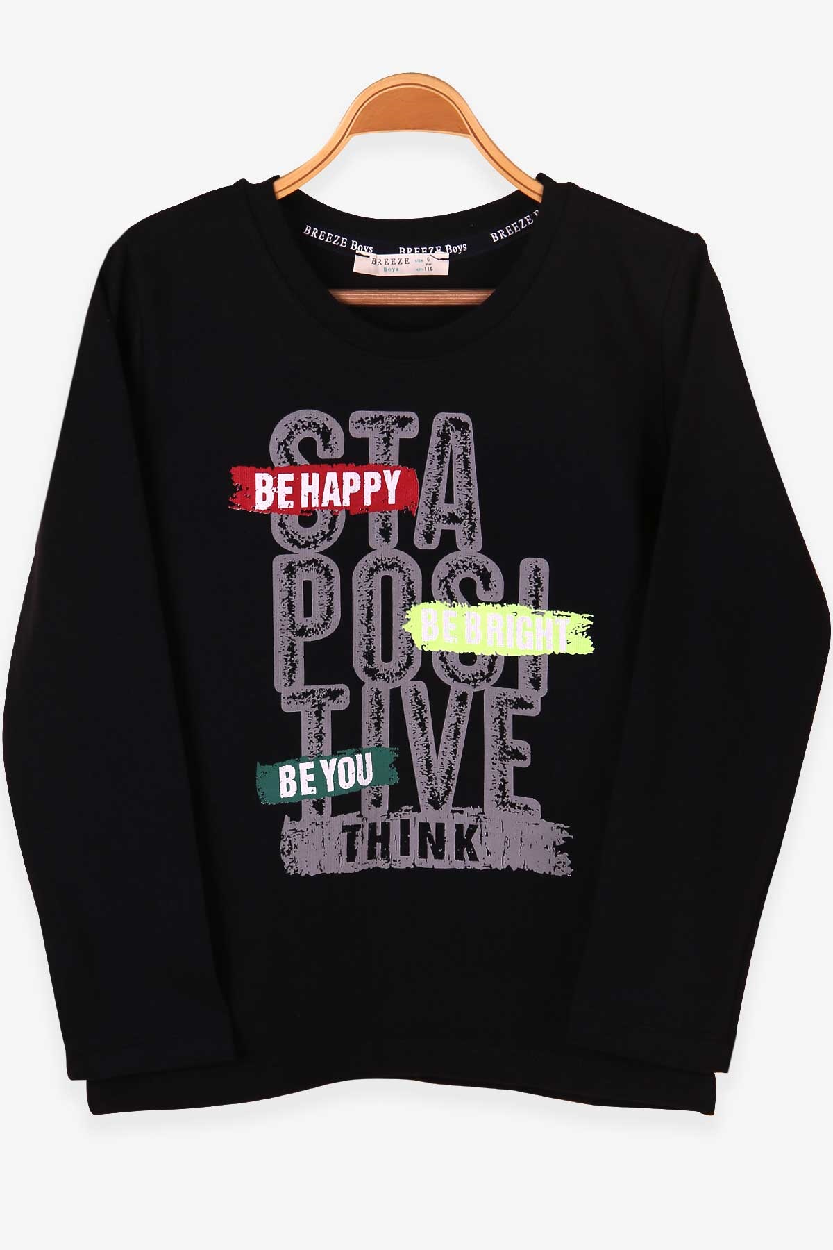 Breeze Erkek Çocuk Sweatshirt Baskılı Siyah (6-12 Yaş)
