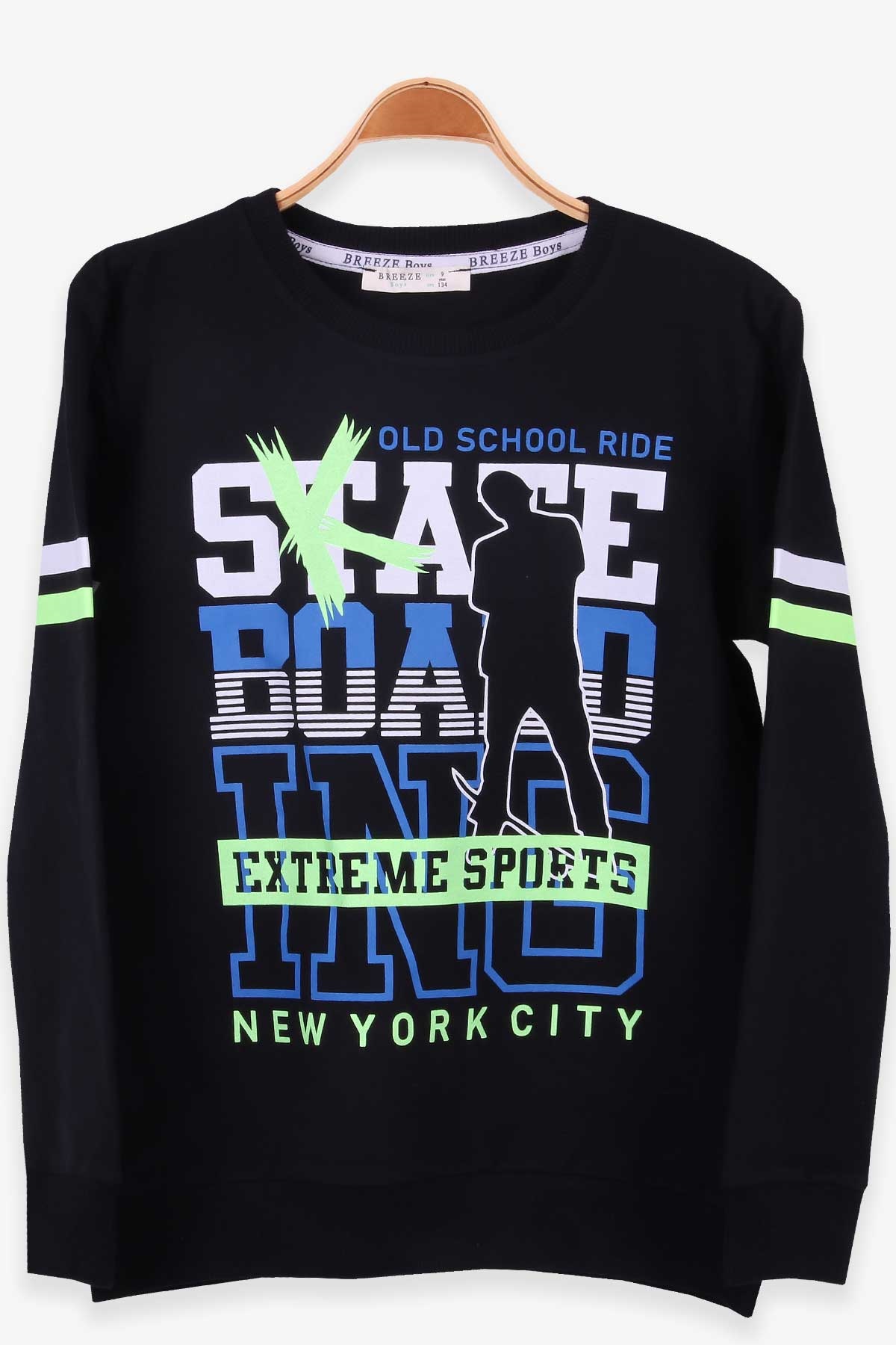 Breeze Erkek Çocuk Sweatshirt Baskılı Siyah (9-14 Yaş)