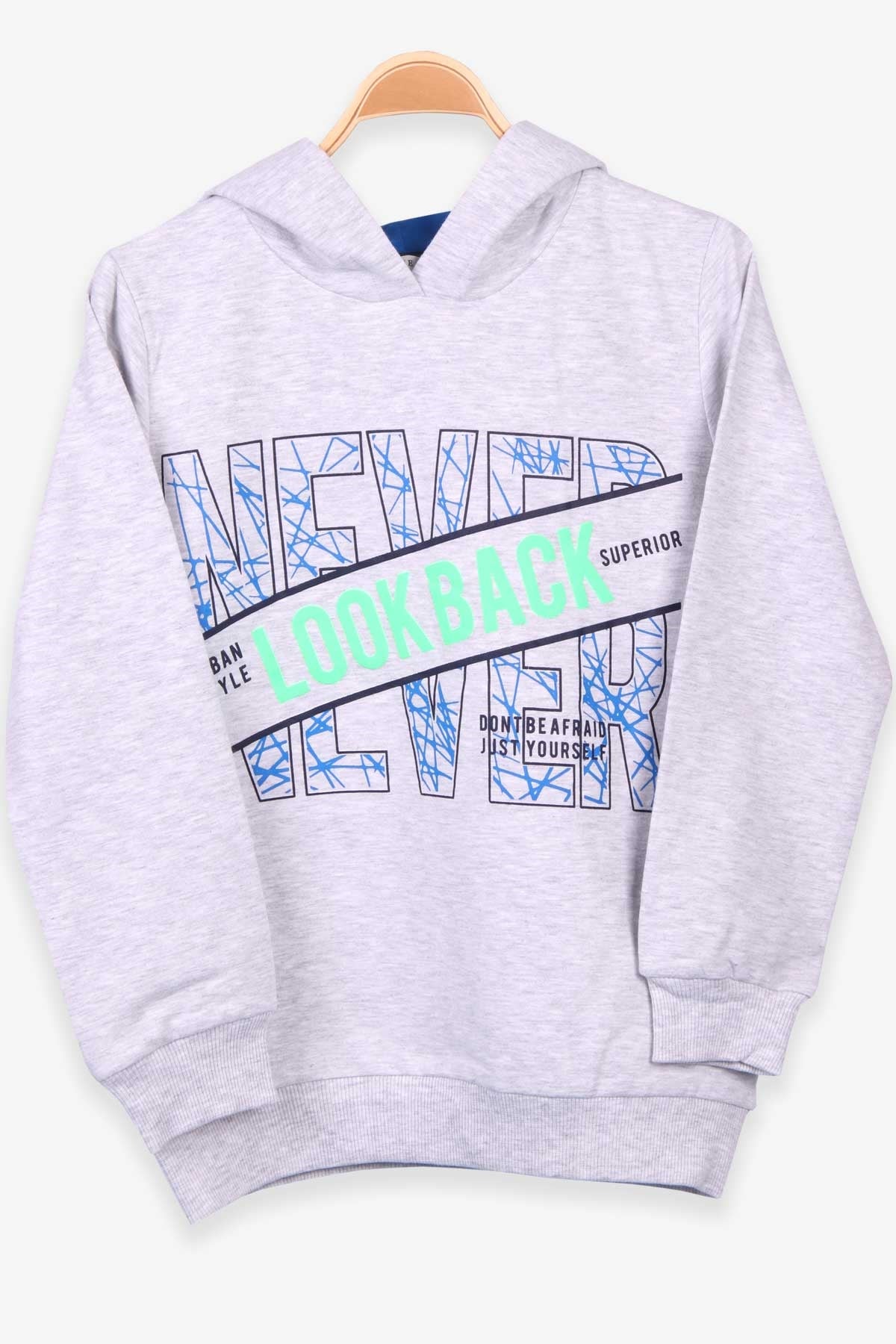 Breeze Erkek Çocuk Sweatshirt Baskılı Açık Gri Melanj (8-14 Yaş)