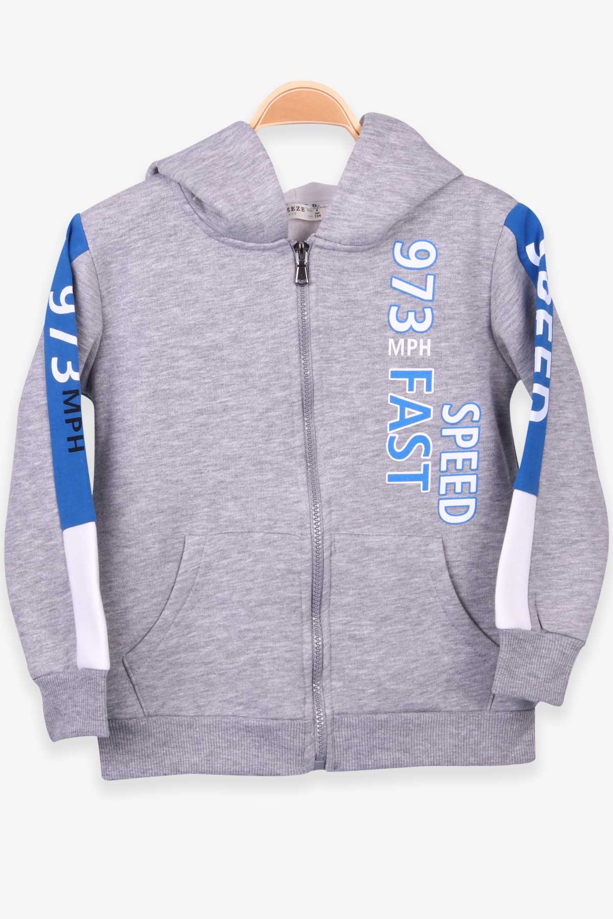 Breeze Erkek Çocuk Sweatshirt Baskılı Kapüşonlu Gri Melanj (4-8 Yaş)