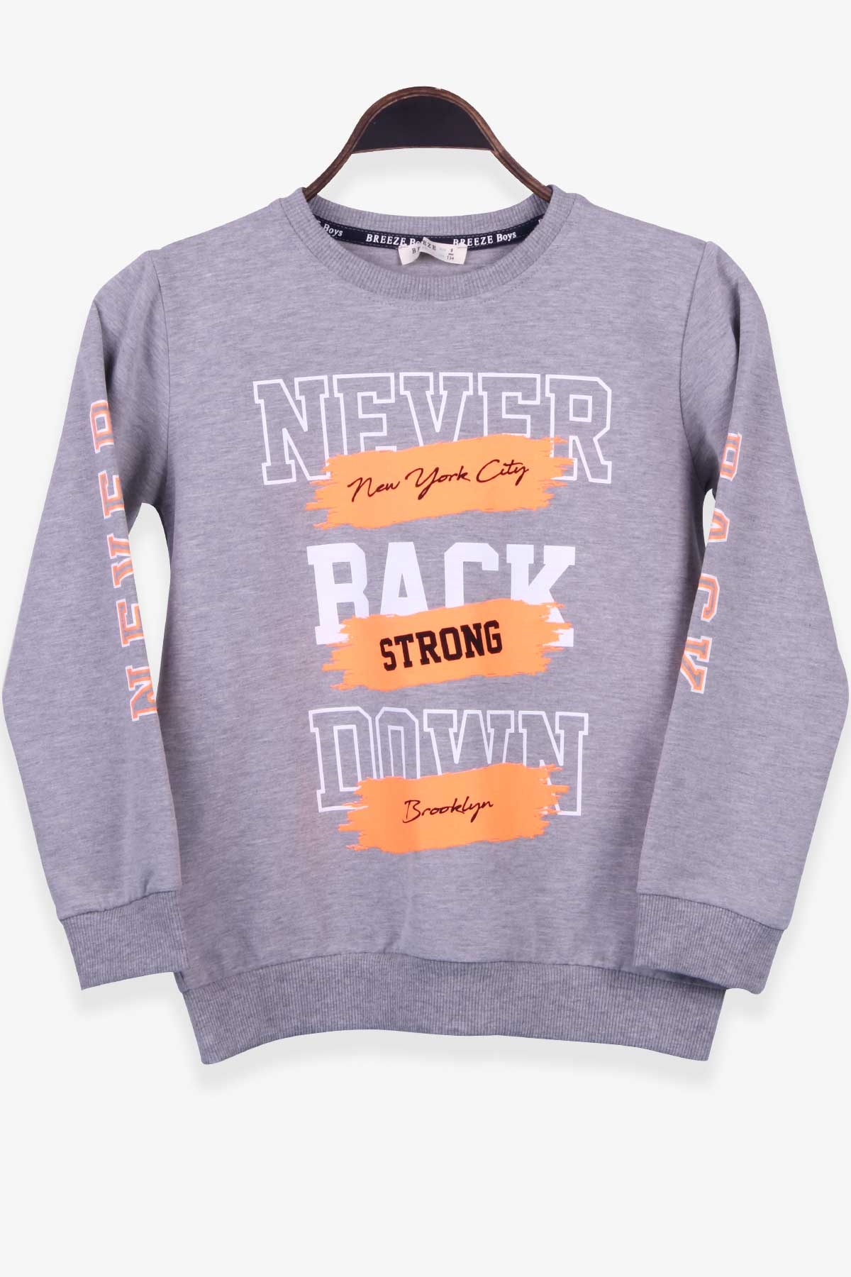 Breeze Erkek Çocuk Sweatshirt Baskılı Gri Melanj (9-14 Yaş)