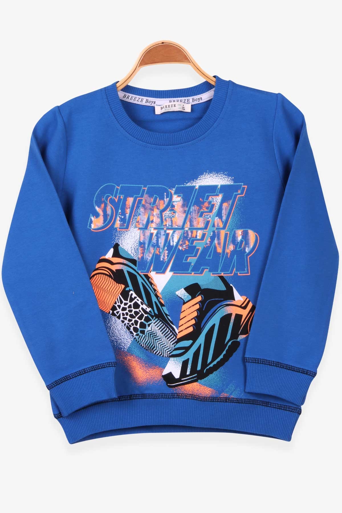 Breeze Erkek Çocuk Sweatshirt Baskılı Saks Mavisi (4-8 Yaş)