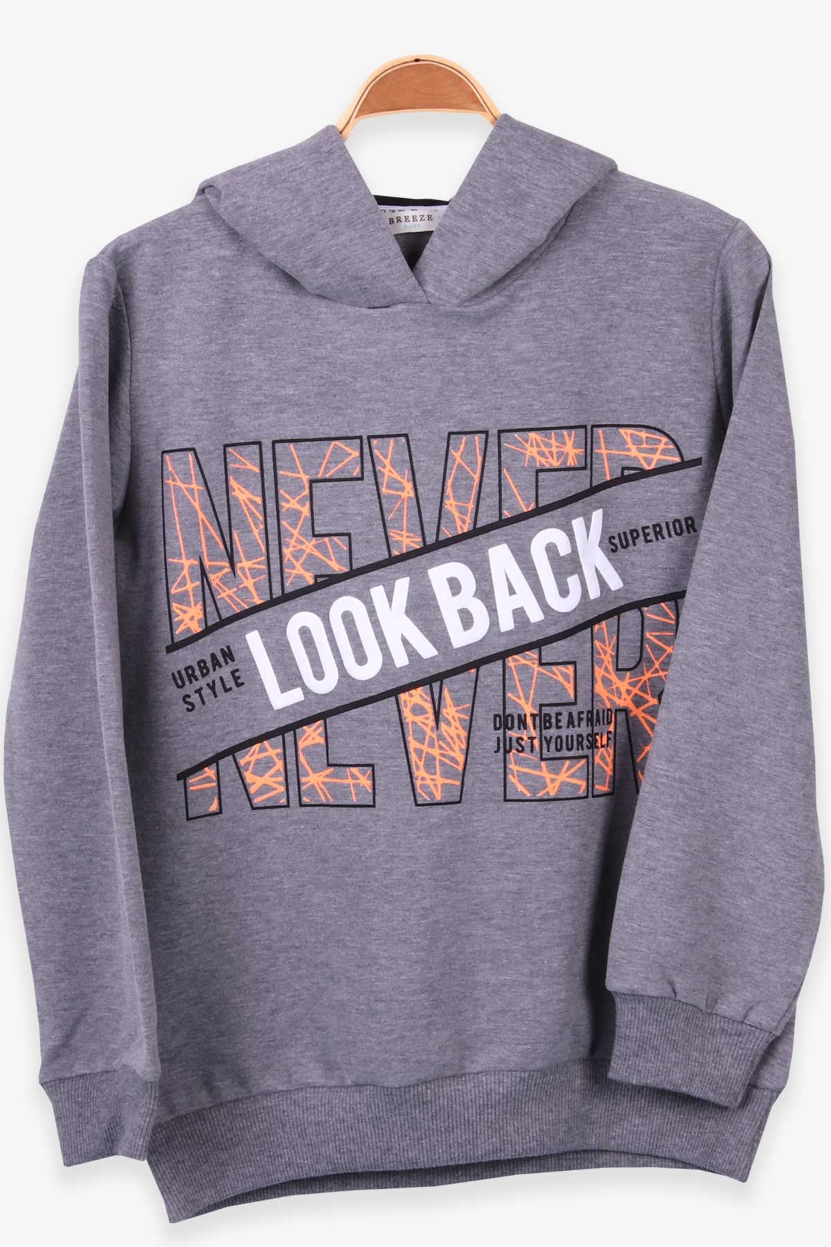 Breeze Erkek Çocuk Sweatshirt Baskılı Koyu Gri Melanj (8-14 Yaş)