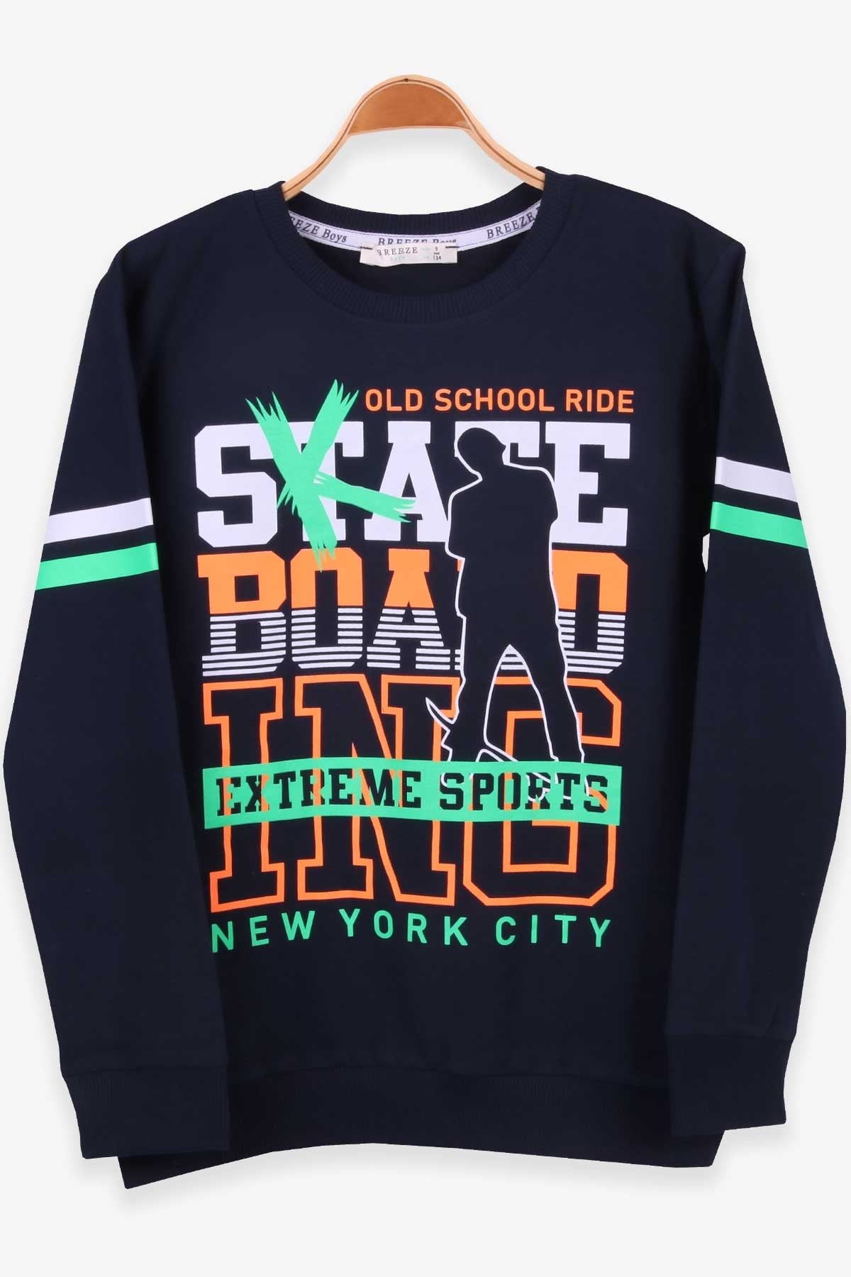 Breeze Erkek Çocuk Sweatshirt Baskılı Lacivert (9-14 Yaş)