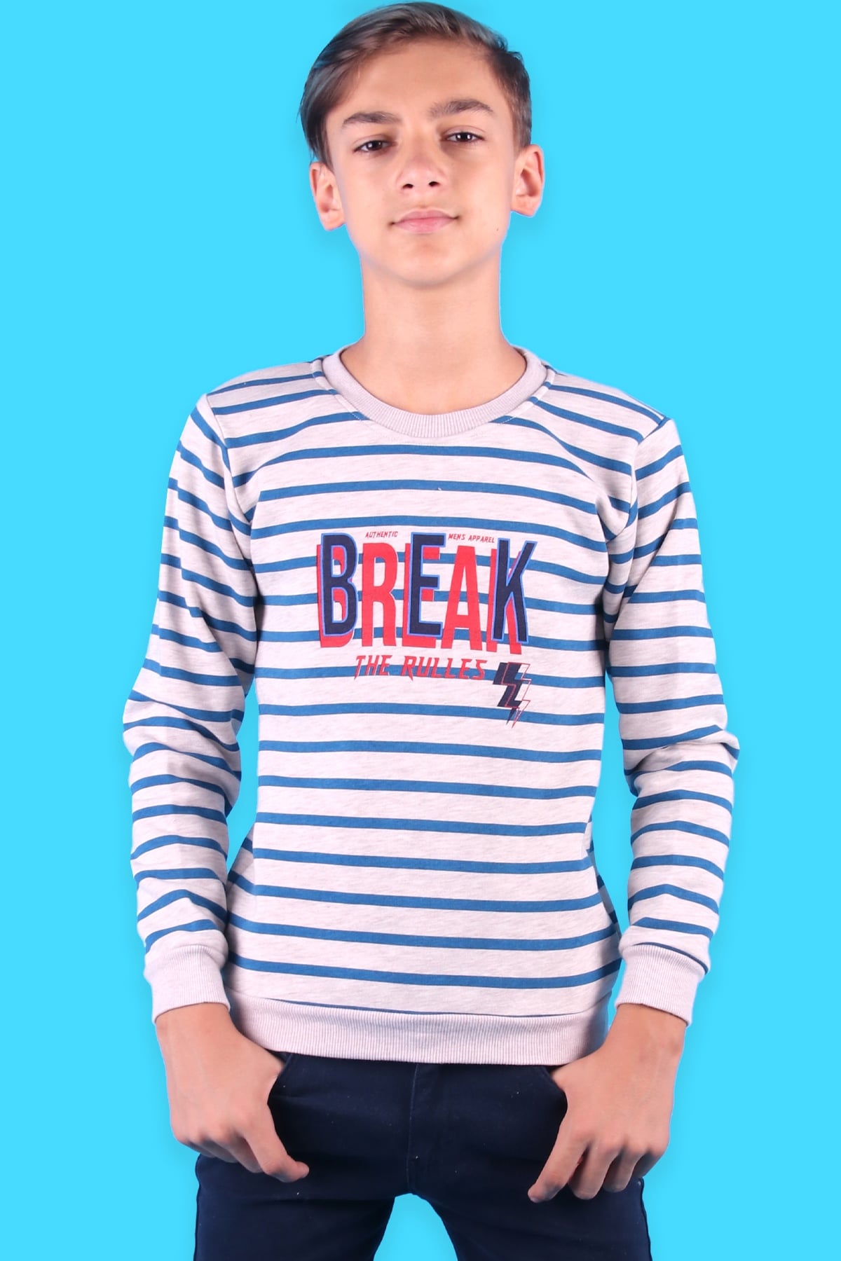Breeze Erkek Çocuk Sweatshirt Baskılı Bej (5-10 Yaş)