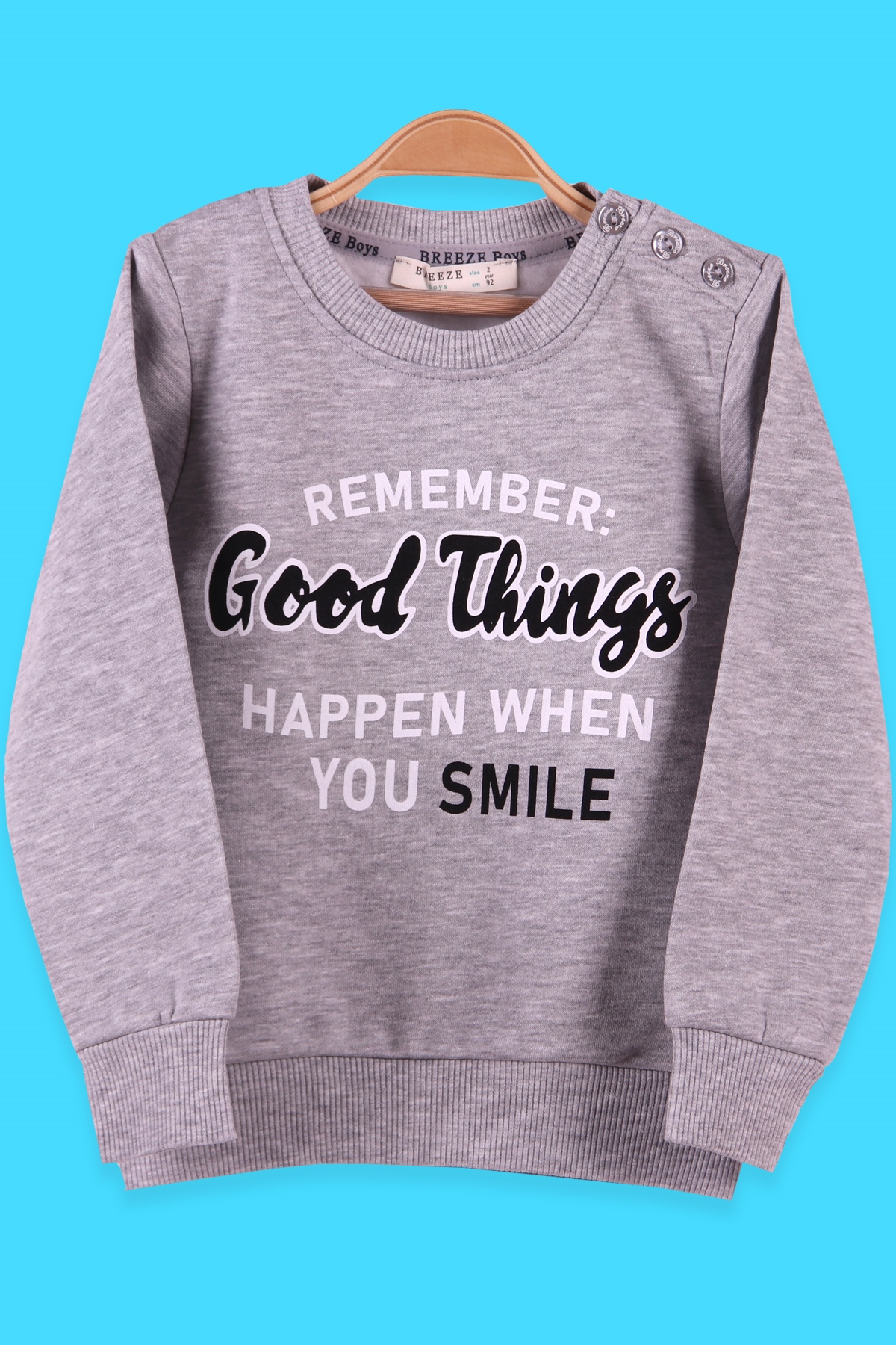 Breeze Erkek Çocuk Sweatshirt Baskılı Gri (2-6 Yaş)