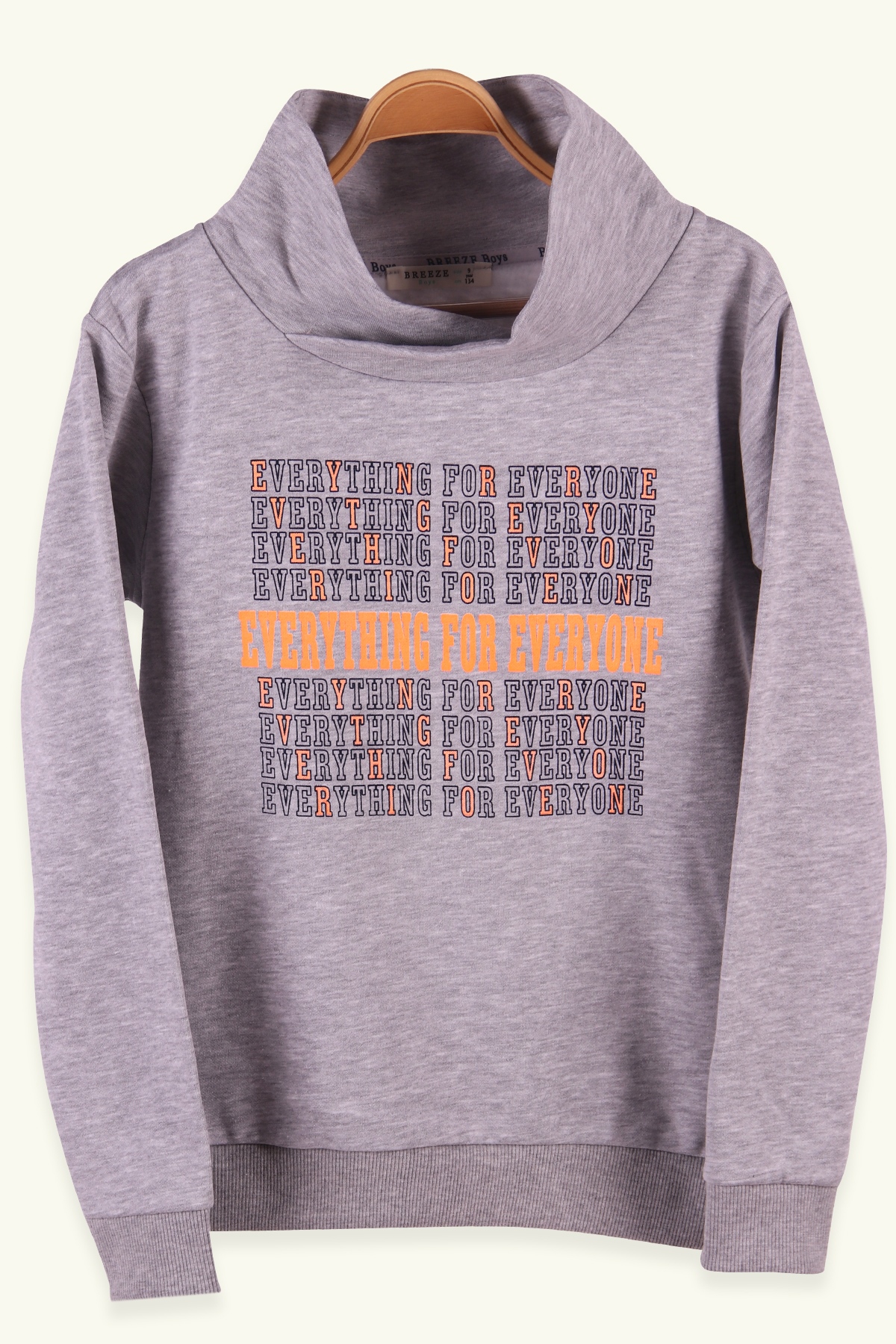 Breeze Erkek Çocuk Sweatshirt Baskılı Şal Yaka Gri (9-14 Yaş)
